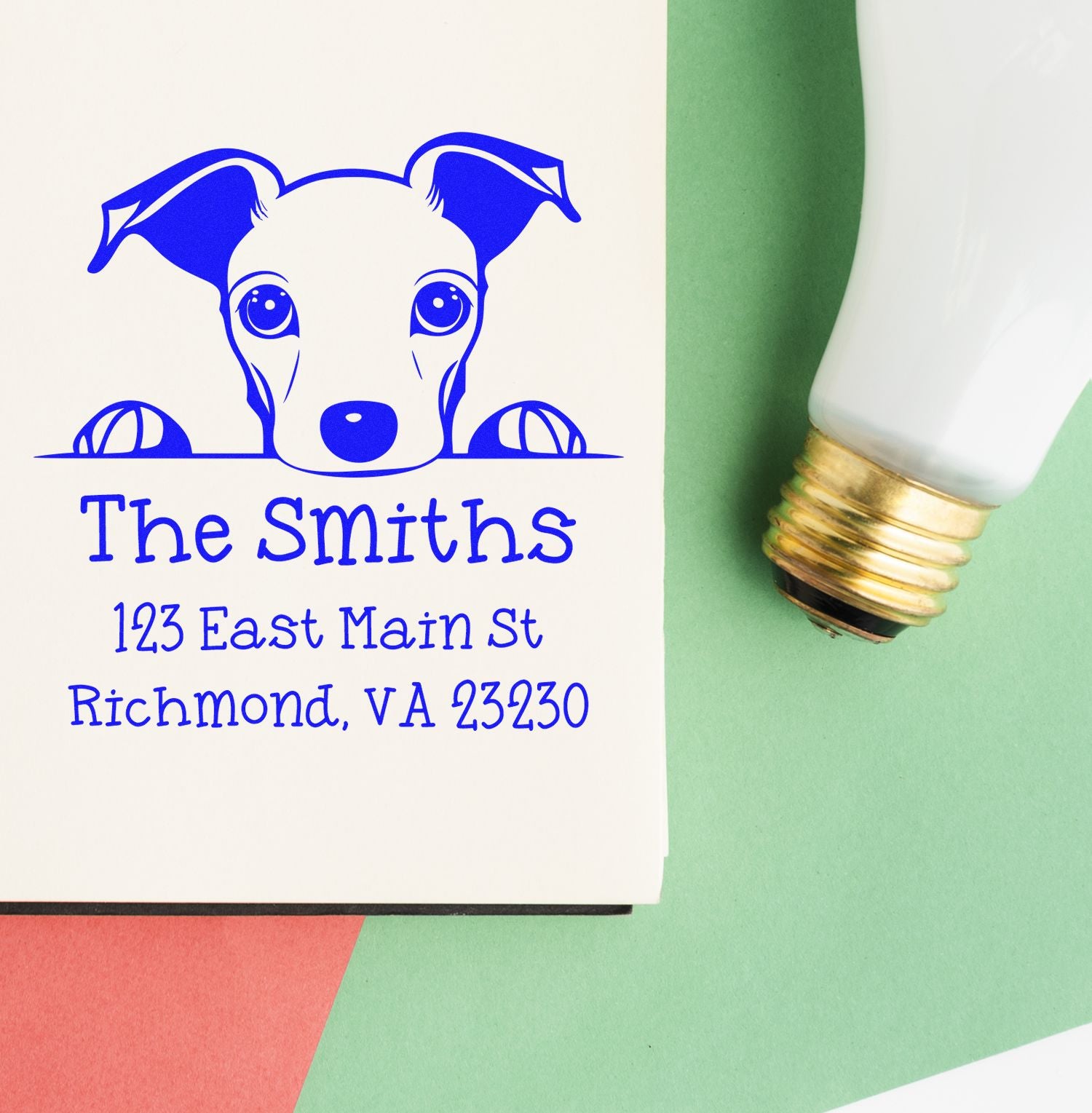 Wood Handle Whippet Puppy Personalized New Address Stamp