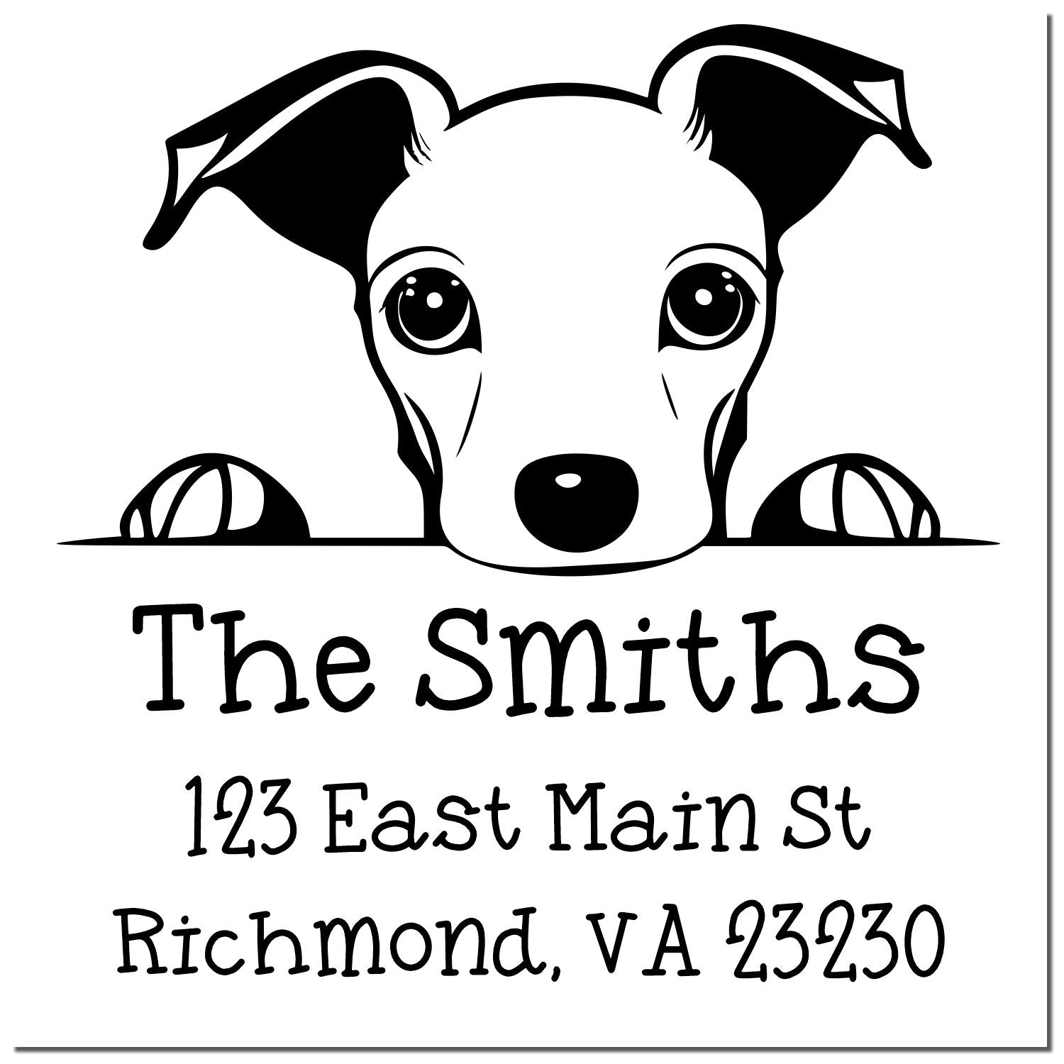 Wood Handle Whippet Puppy Personalized New Address Stamp