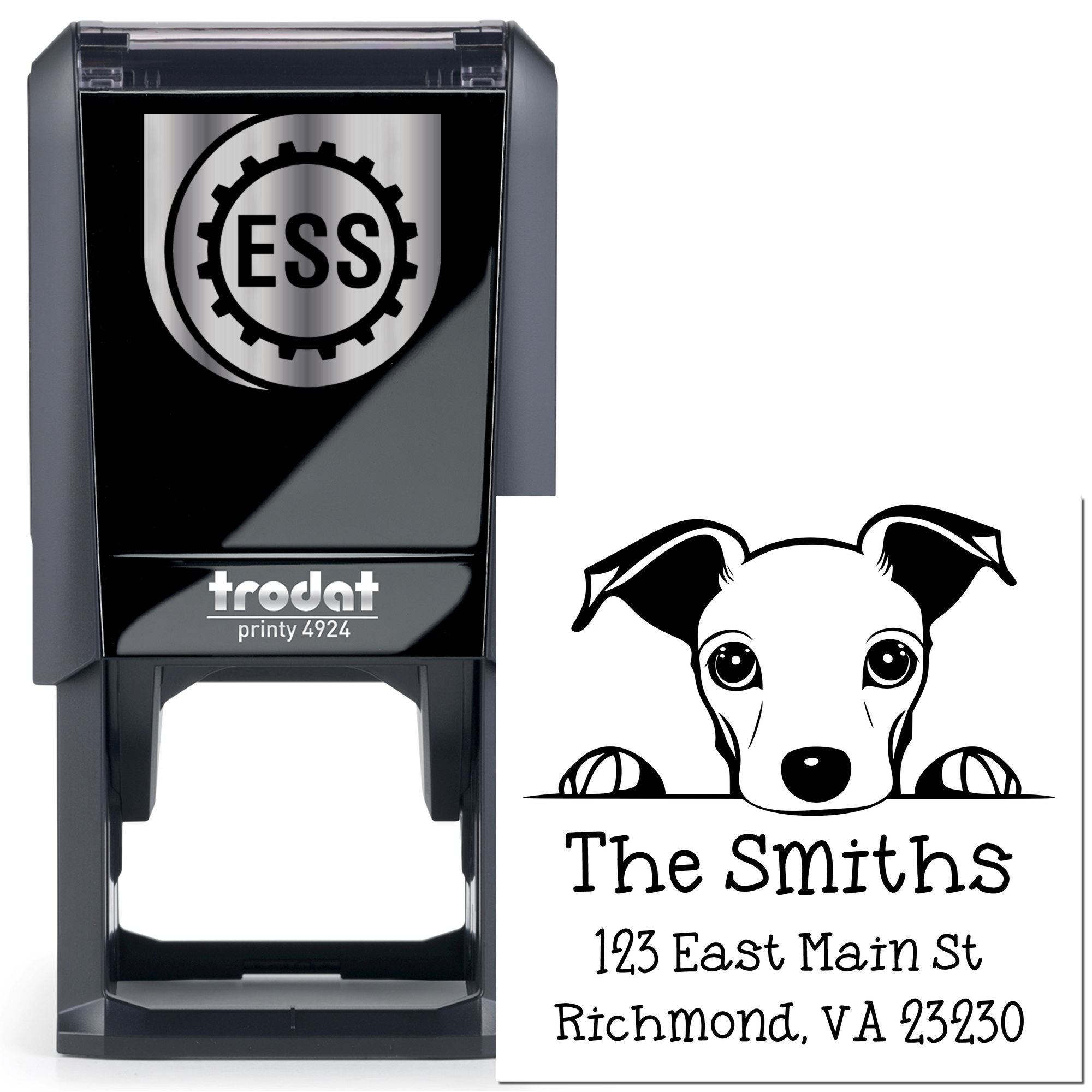 Self-Inking Whippet Peeking Puppy Customized Mailing Address Stamp