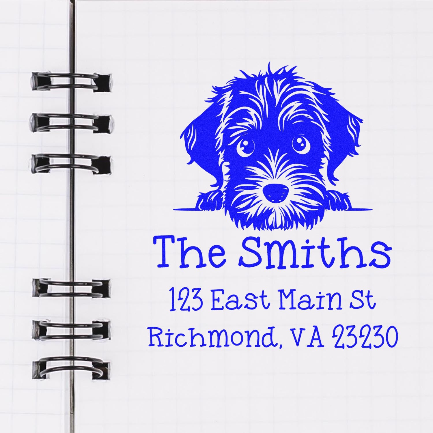 Wood Handle Wirehaired Pointing Griffon Puppy Personalized Mailing Label Stamp