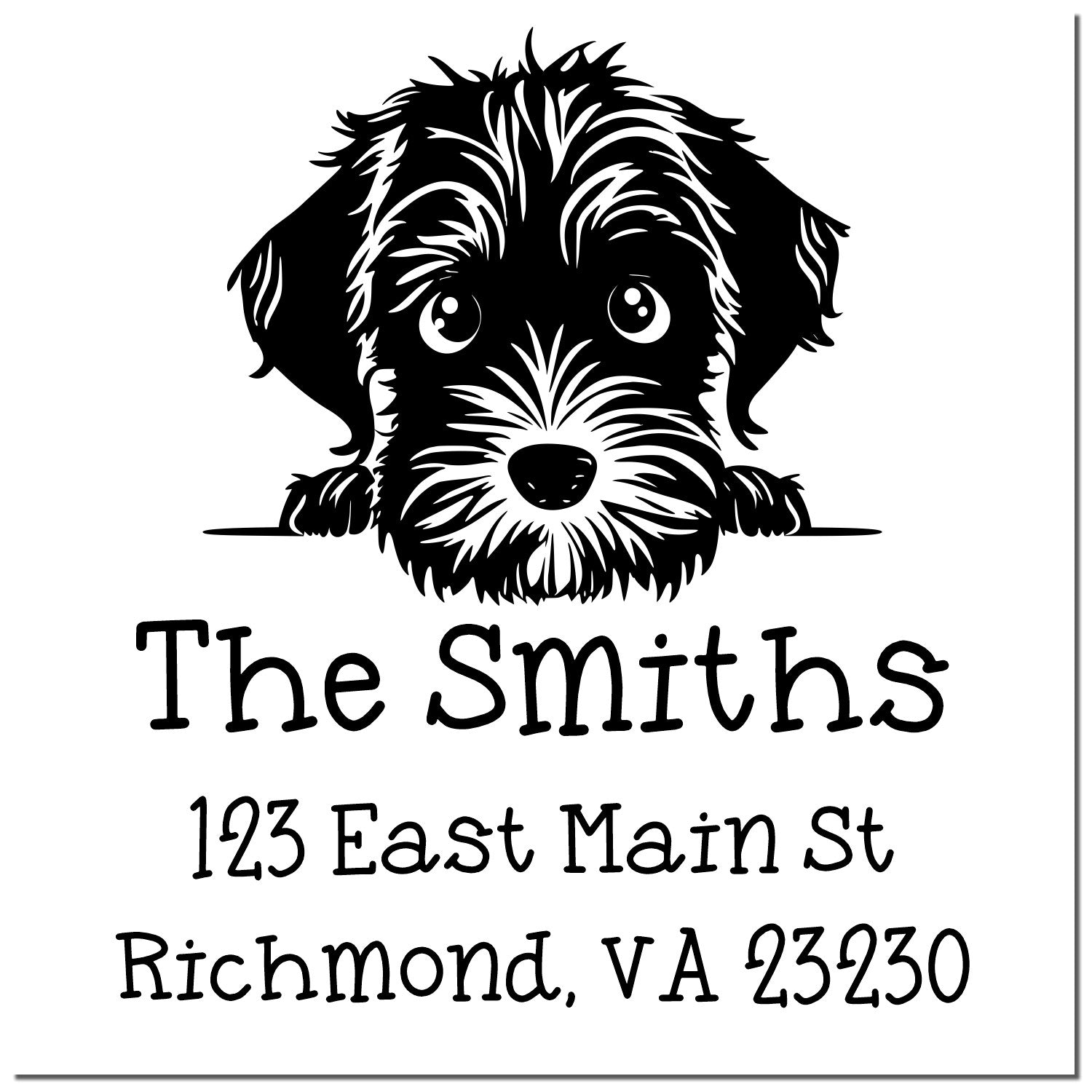 Wood Handle Wirehaired Pointing Griffon Puppy Personalized Mailing Label Stamp