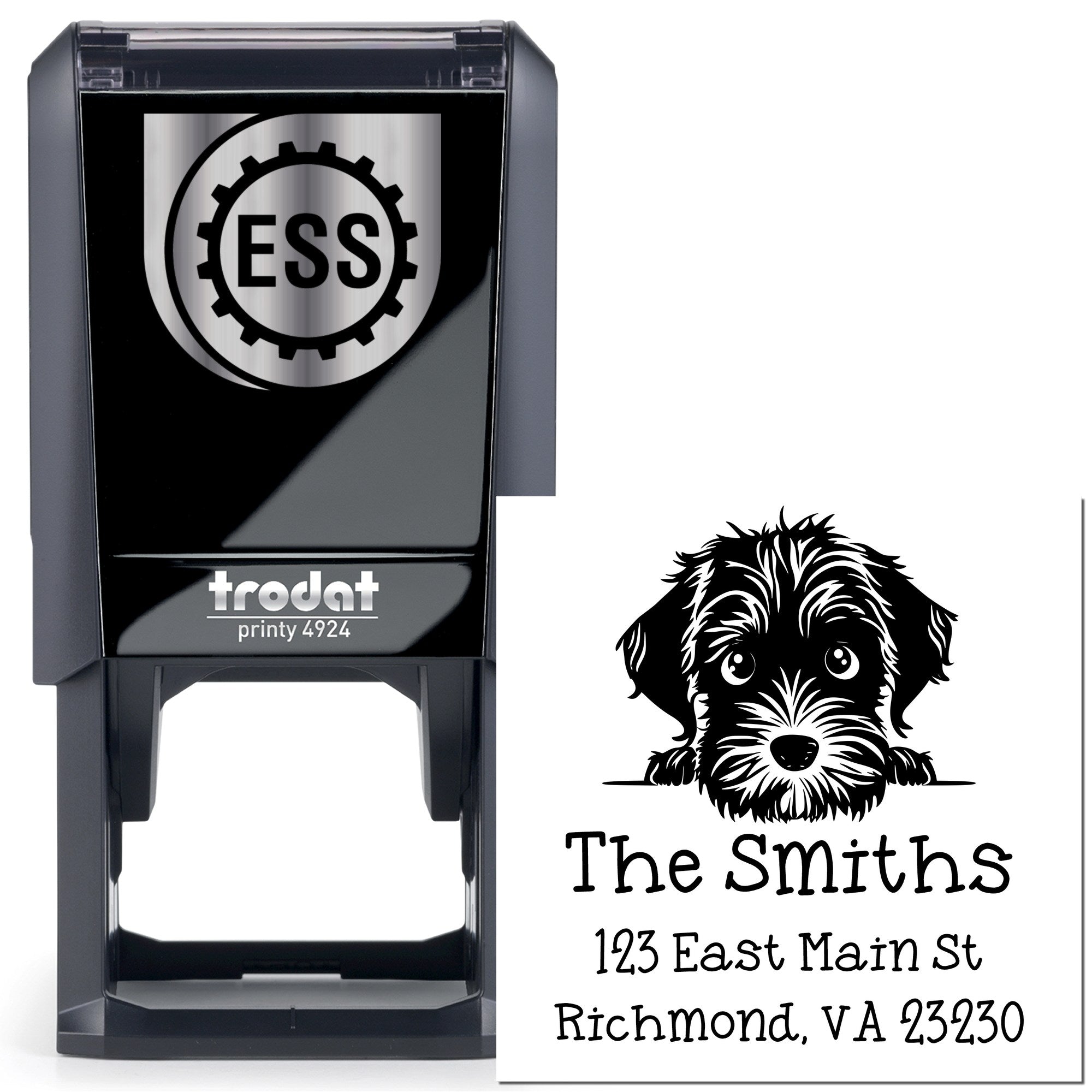 Self-Inking Wirehaired Pointing Griffon Peeking Puppy Customized New Address Stamp