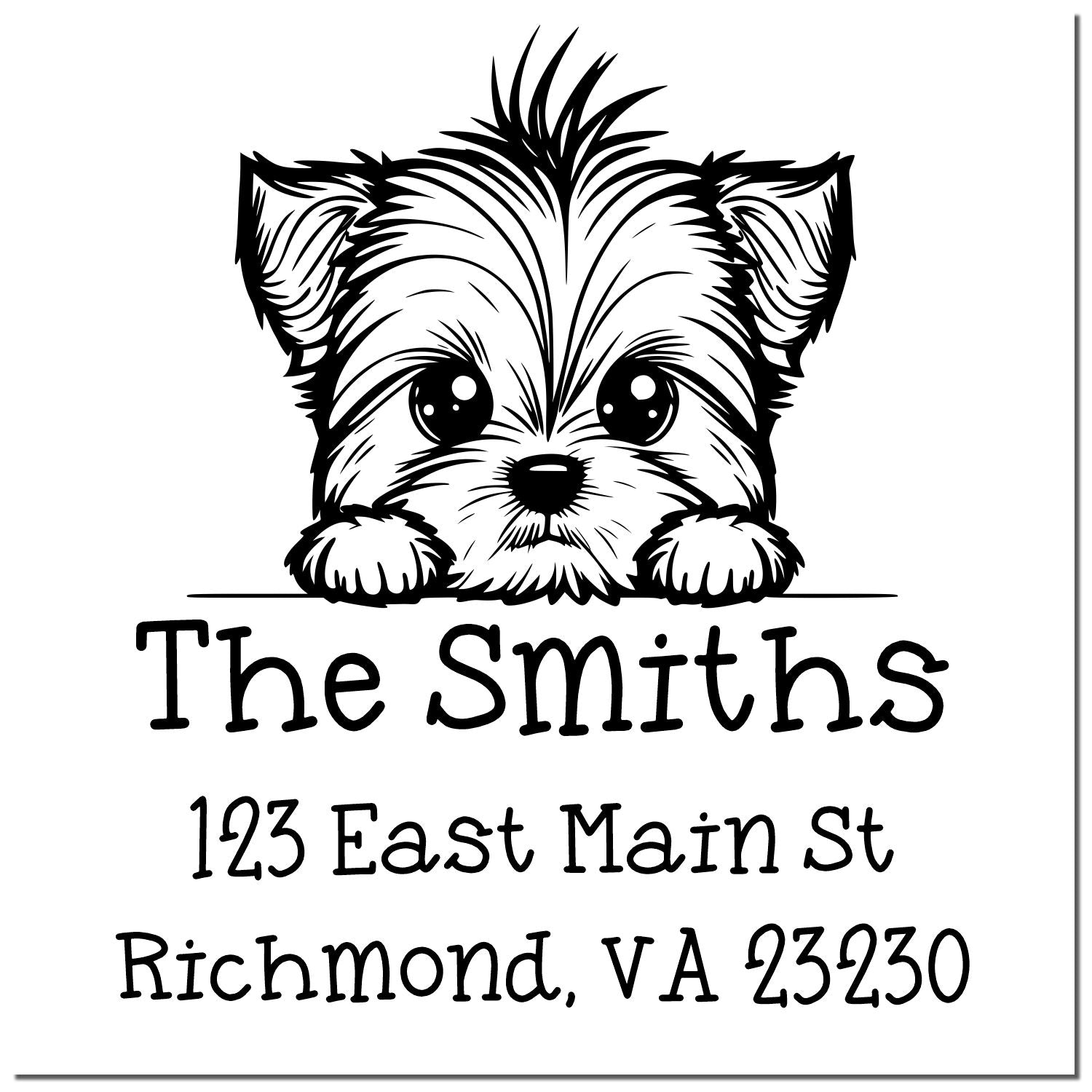 Wood Handle Yorkshire Terrier Puppy Personalized Mail Label Stamp