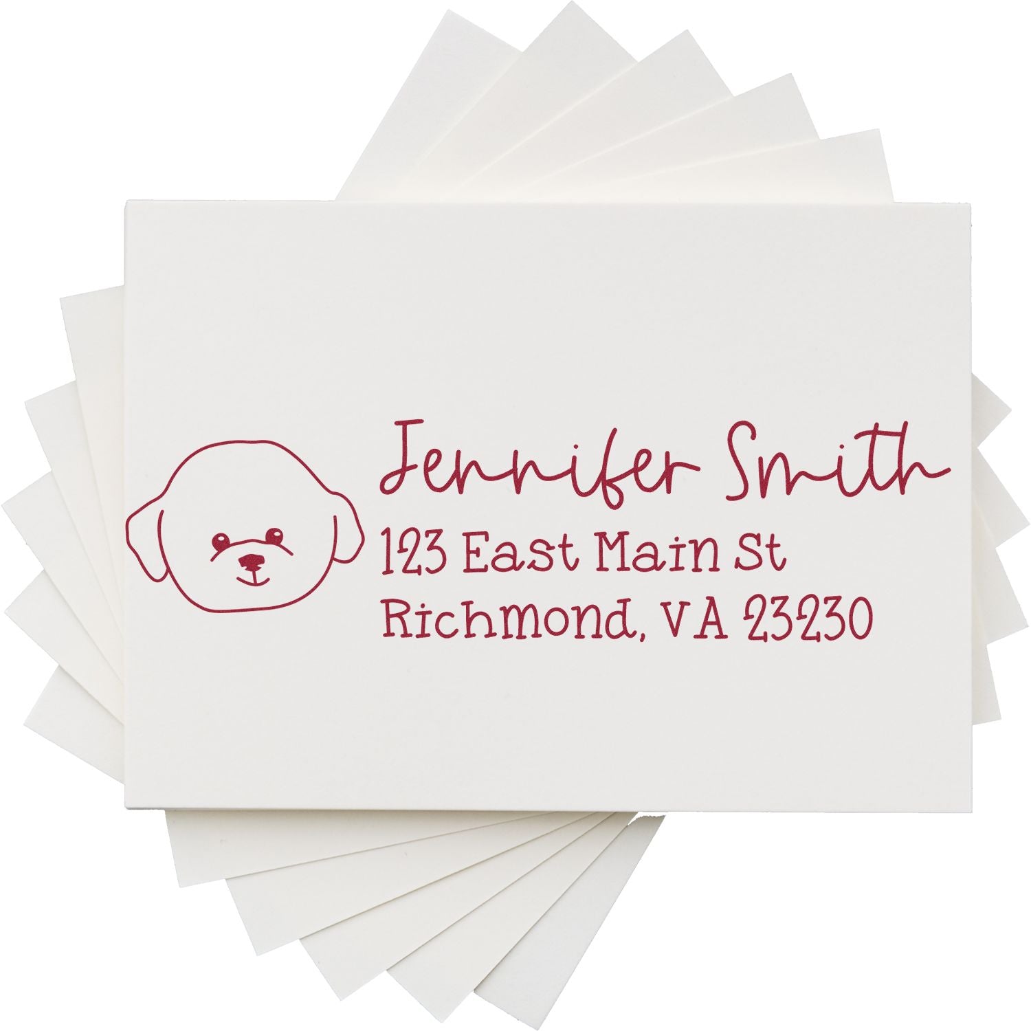 Wood Handle Bichon Dog Address Stamp Custom