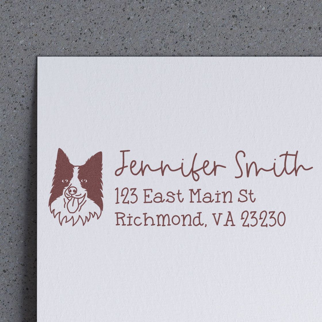 Slim Customized Address Stamp Border Collie Dog Outline - Engineer Seal Stamps