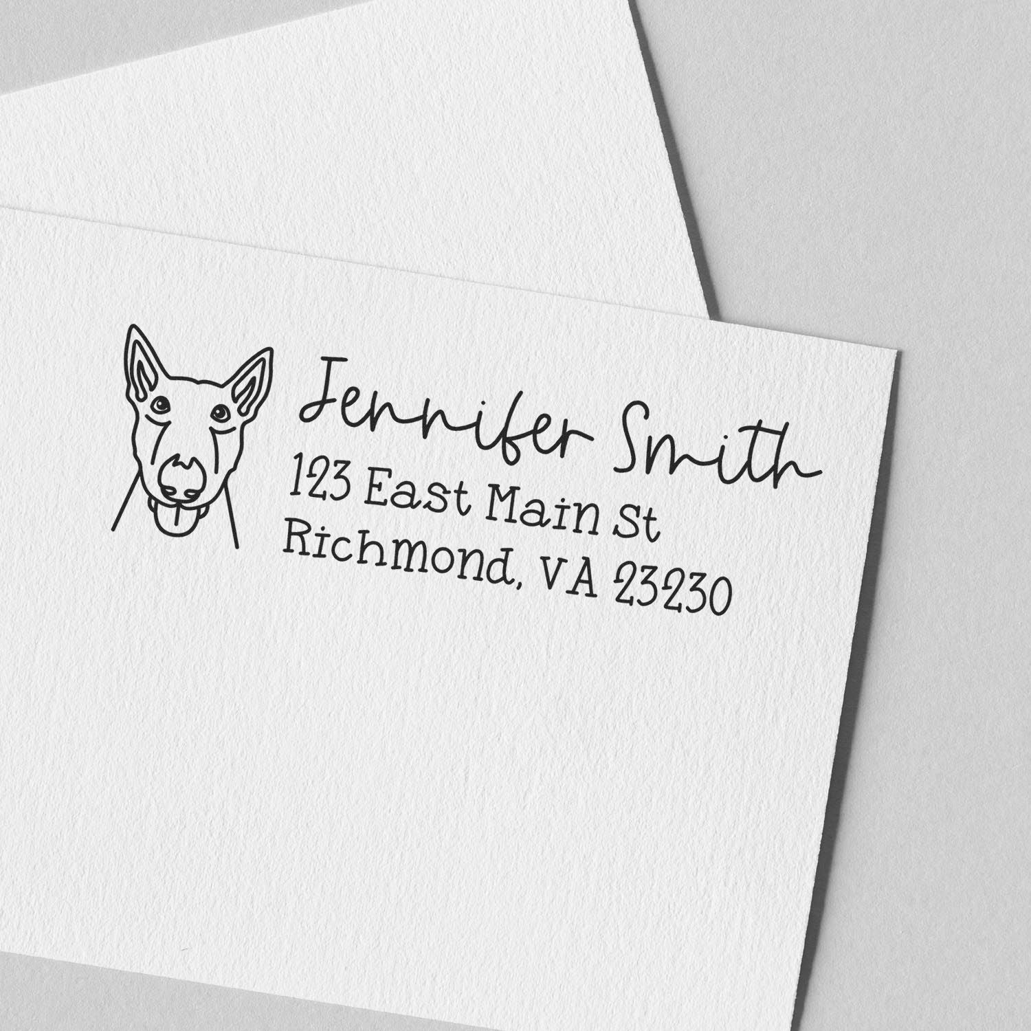 Slim Customized Address Stamp Bull Terrier Dog Outline - Engineer Seal Stamps