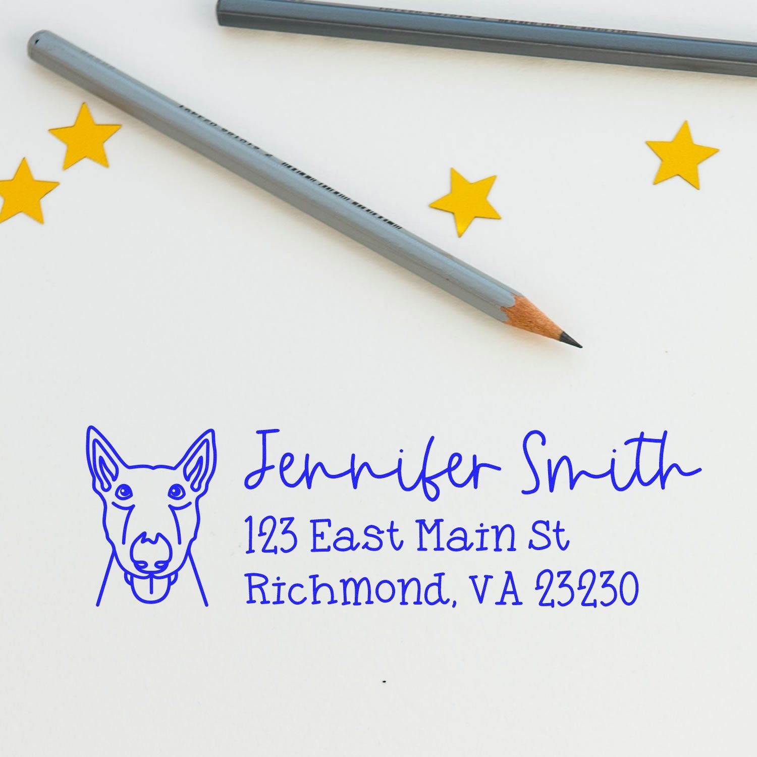 Wood Handle Bull Terrier Dog Address Stamp Custom