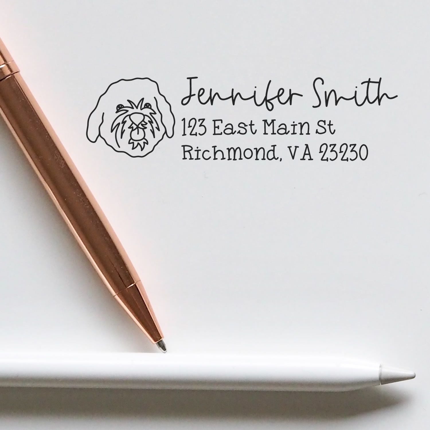 Slim Customized Address Stamp Cavapoo Dog Outline - Engineer Seal Stamps