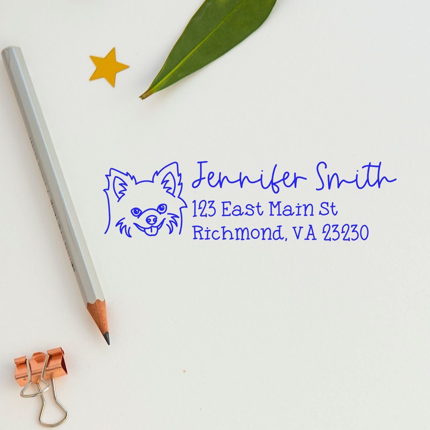 Slim Customized Address Stamp Chihuahua Dog Outline - Engineer Seal Stamps