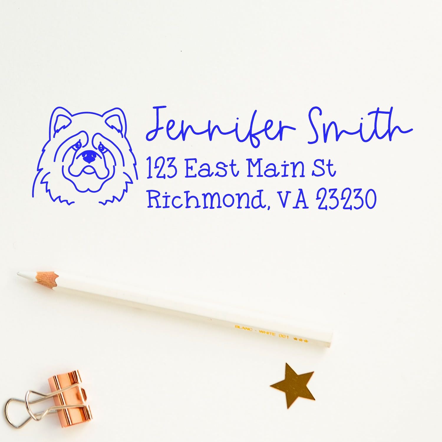 Wood Handle Chow Dog Address Stamp Custom