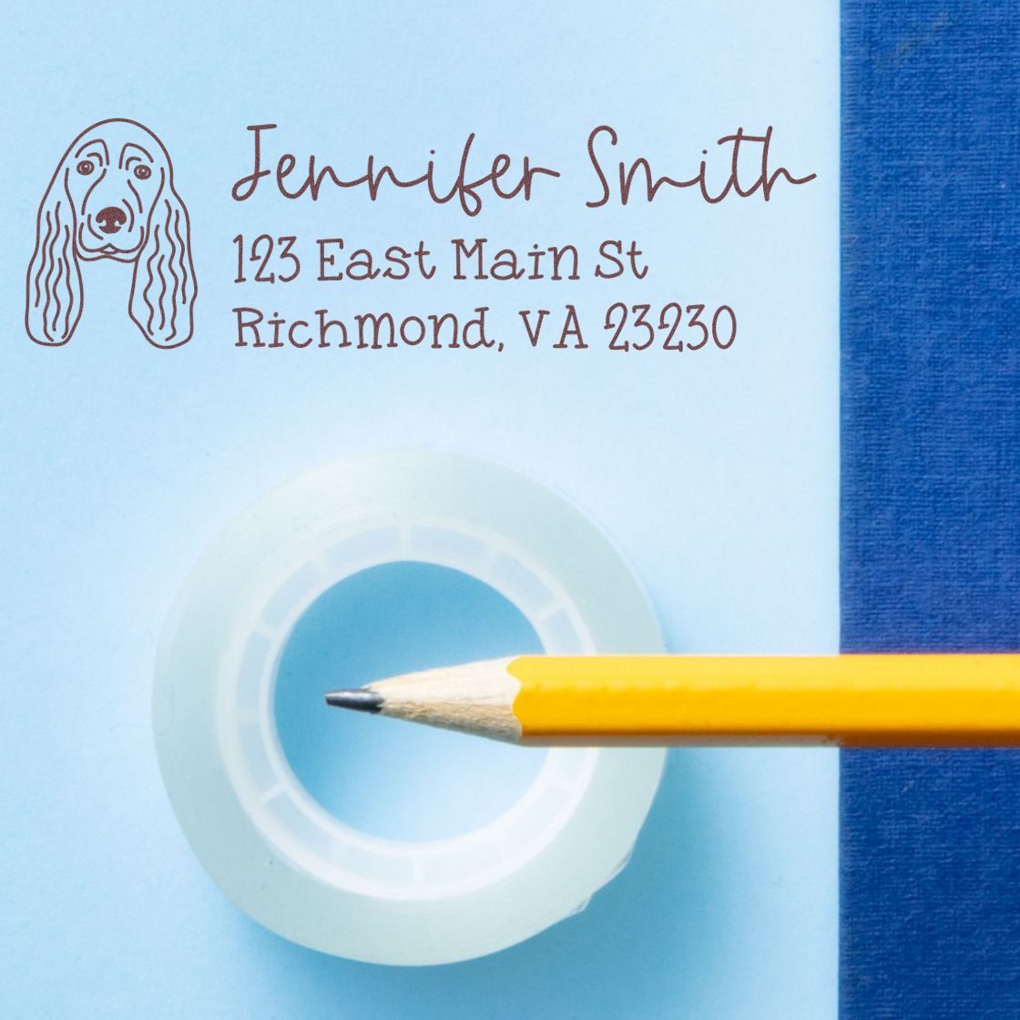 Self-Inking Cocker Spaniel Dog Outline Return Address Stamp Personalized