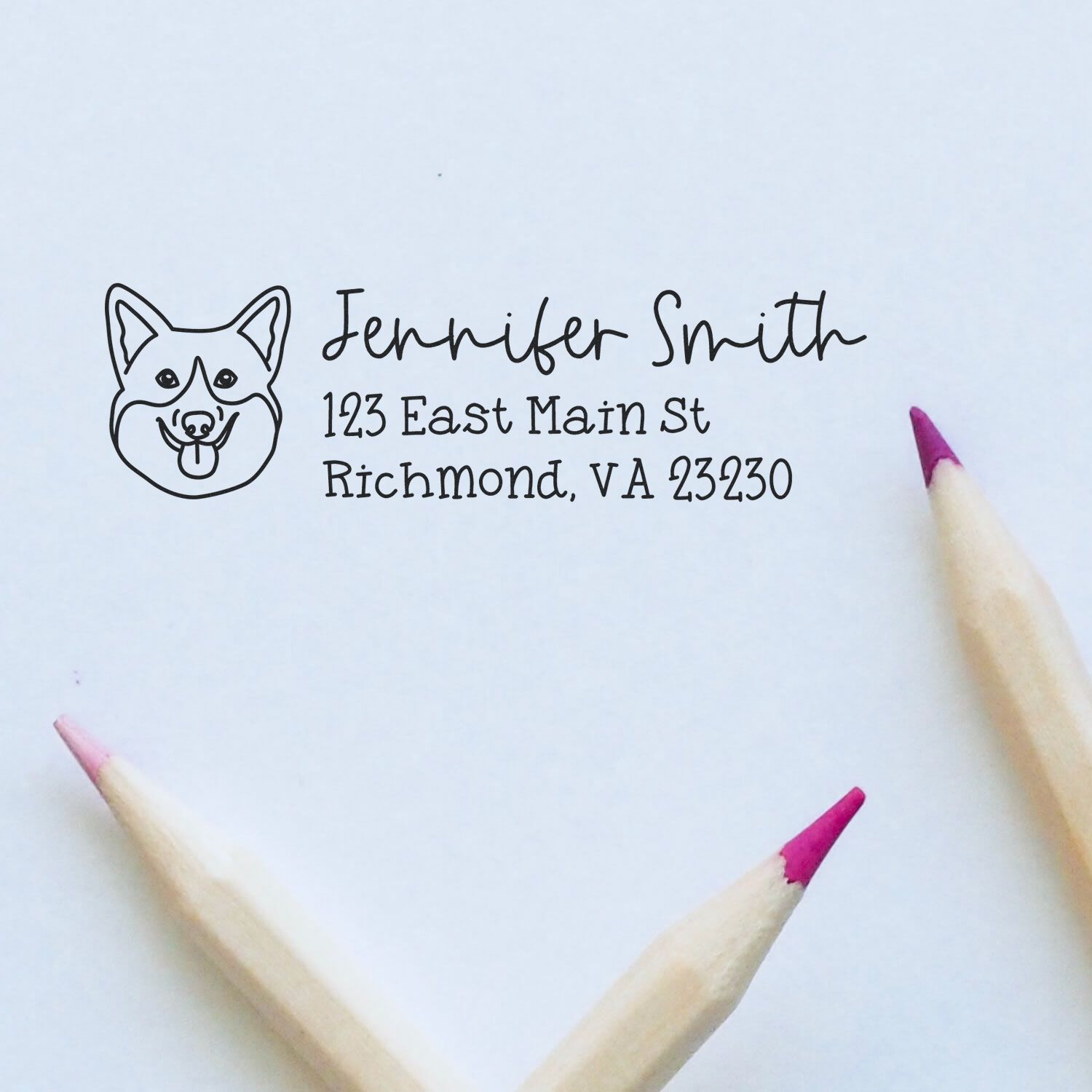 Slim Customized Address Stamp Corgi Dog Outline - Engineer Seal Stamps