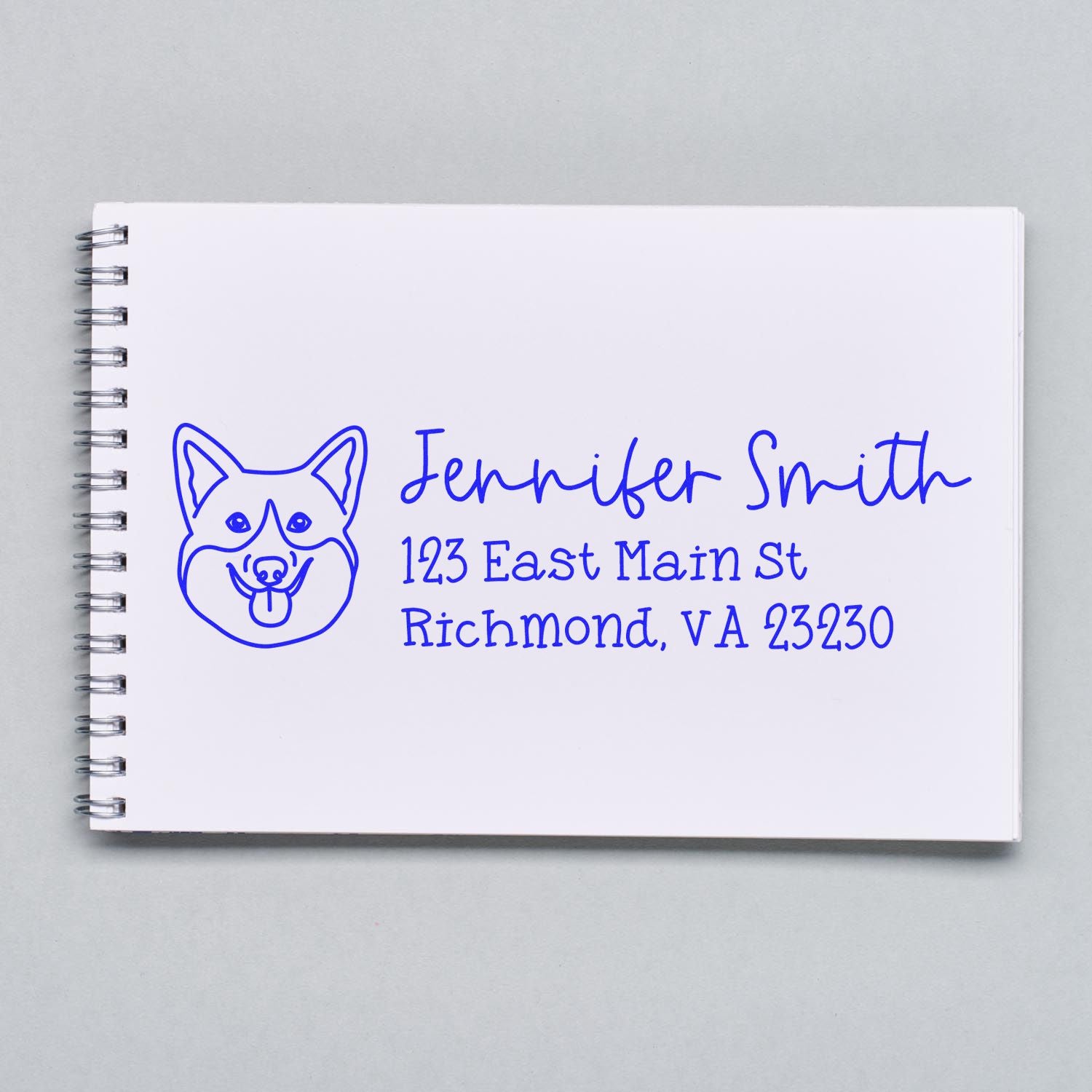 Wood Handle Corgi Dog Address Stamp Custom