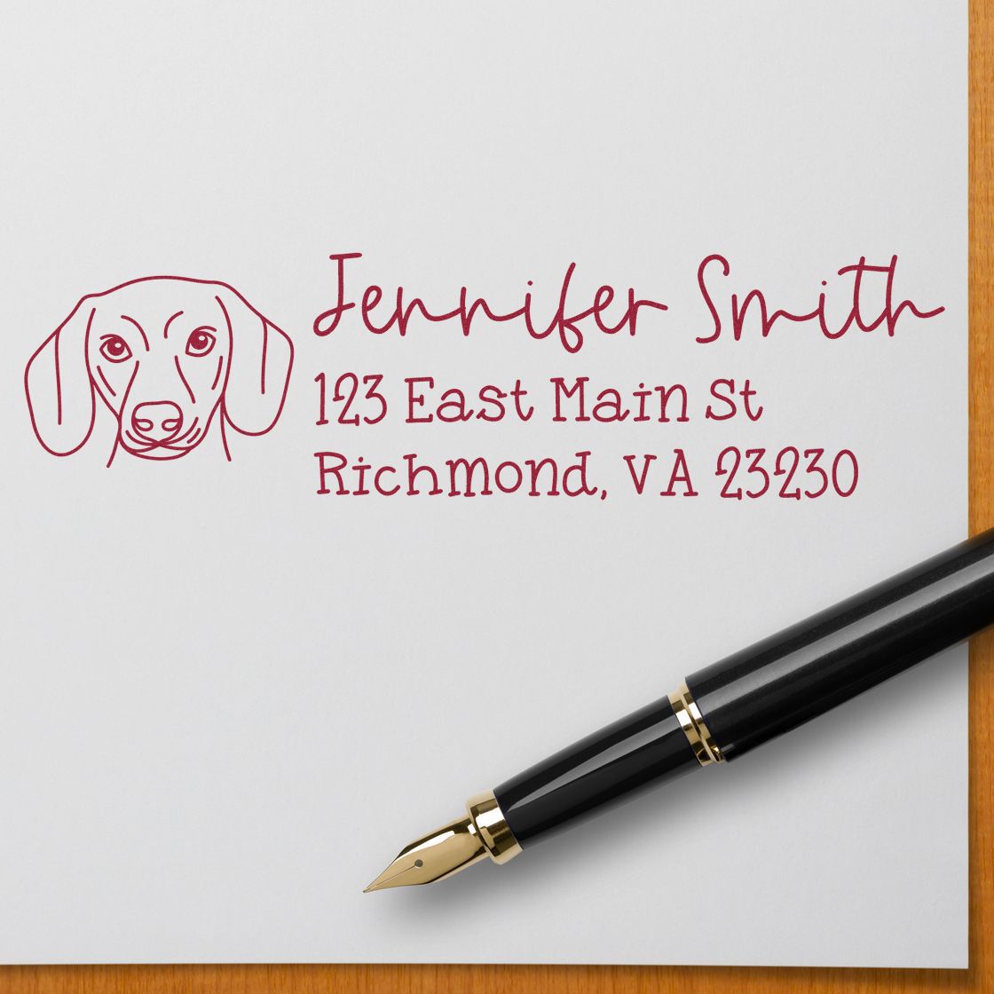 Slim Customized Address Stamp Dachshund Dog Outline - Engineer Seal Stamps