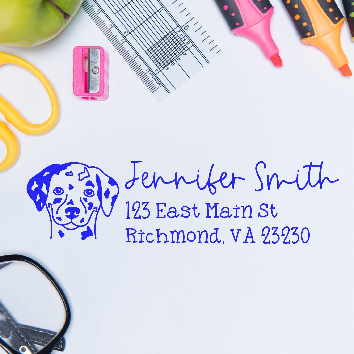 Wood Handle Dalmatian Dog Address Stamp Custom