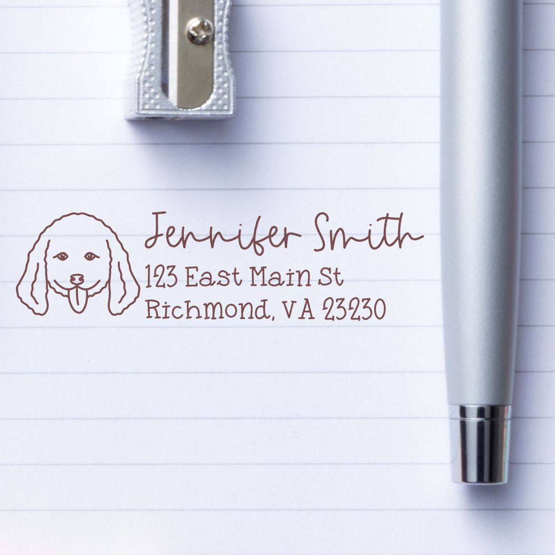 Self-Inking Doodle Dog Outline Return Address Stamp Personalized