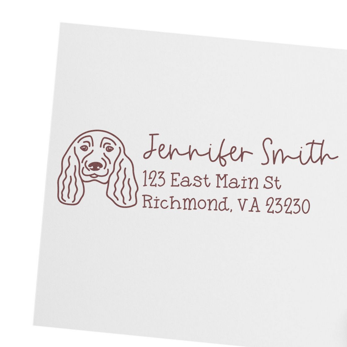 Slim Customized Address Stamp English Cocker Spaniel Dog Outline - Engineer Seal Stamps