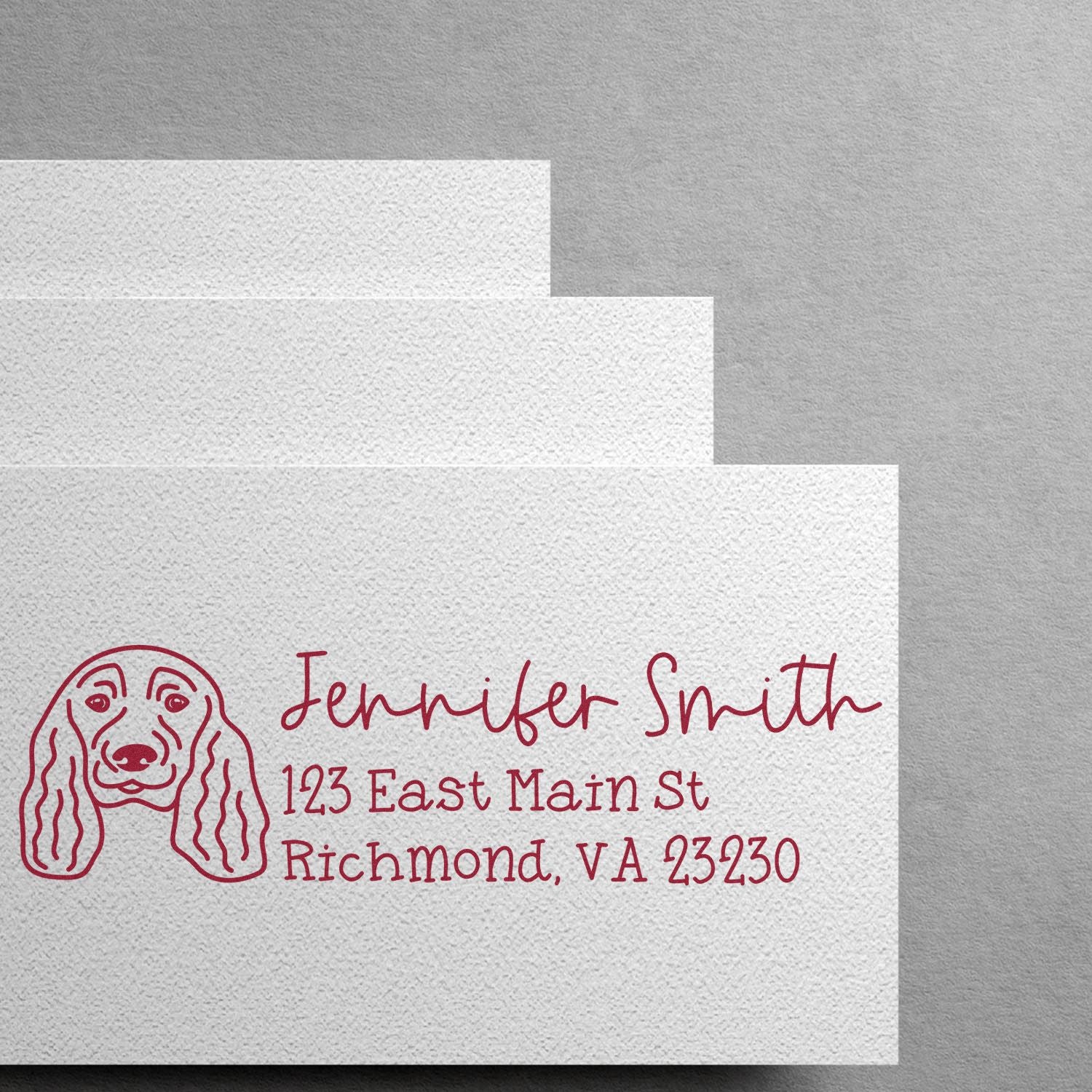 Wood Handle English Cocker Spaniel Dog Address Stamp Custom