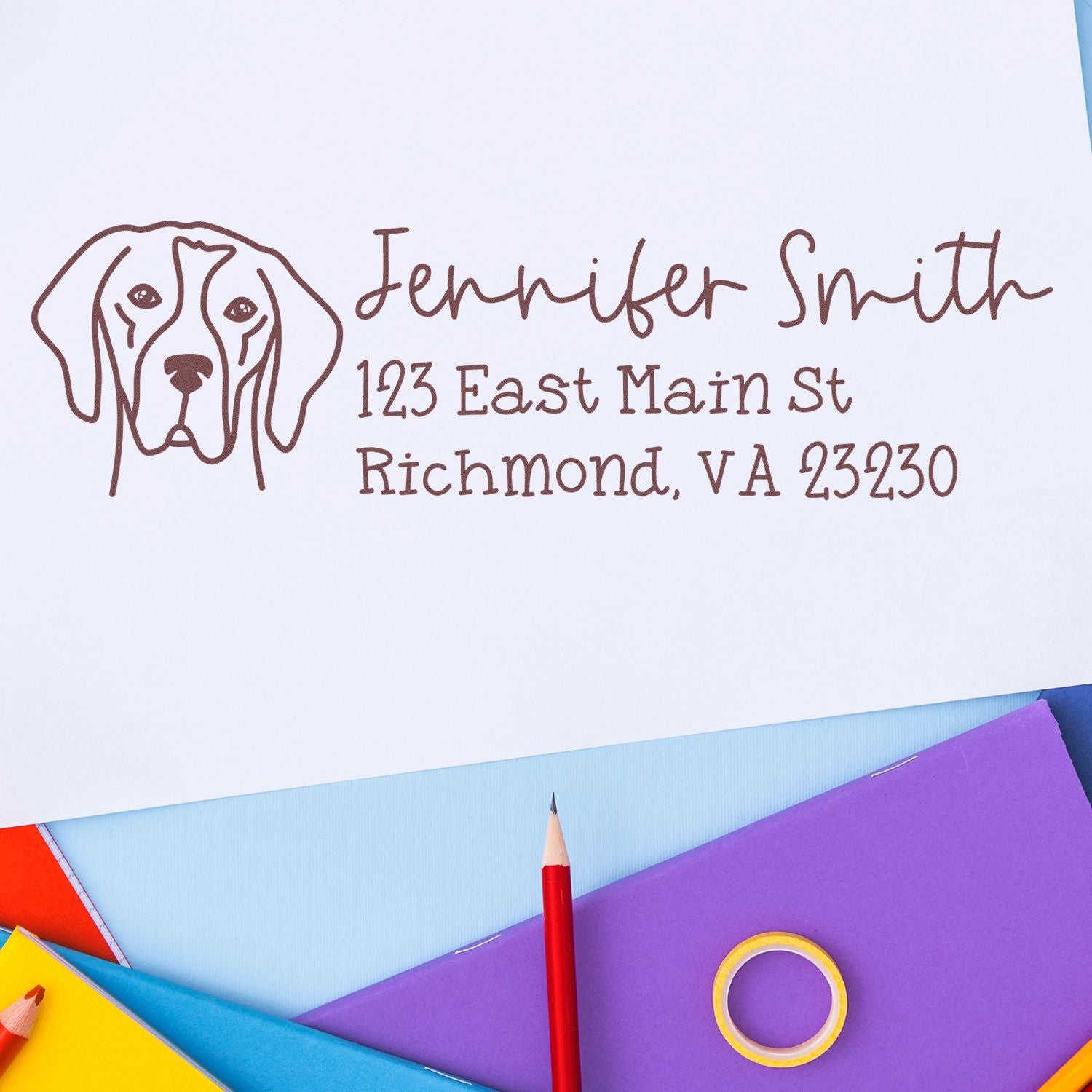 Wood Handle English Pointer Dog Address Stamp Custom