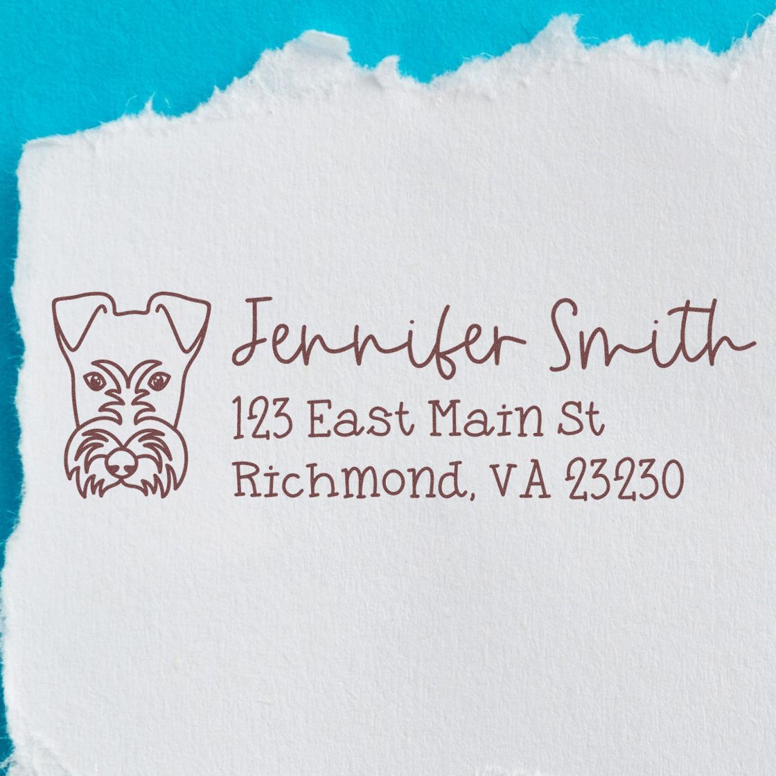 Self-Inking Fox Terrier Dog Outline Return Address Stamp Personalized