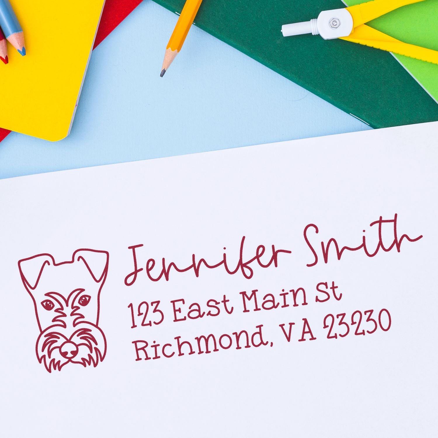 Self-Inking Fox Terrier Dog Outline Return Address Stamp Personalized