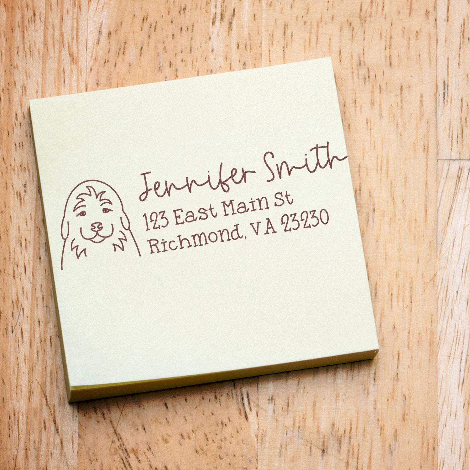 Wood Handle Golden Retriever Puppy Dog Address Stamp Custom