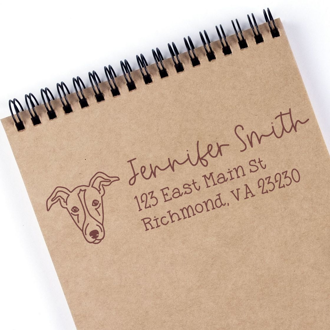 Wood Handle Greyhound Dog Address Stamp Custom