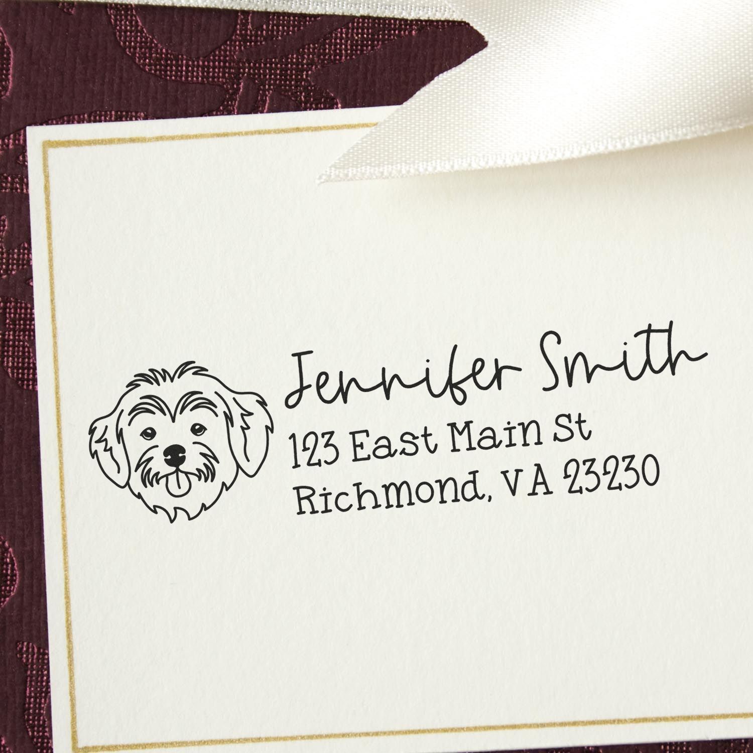 Wood Handle Havanese Dog Address Stamp Custom