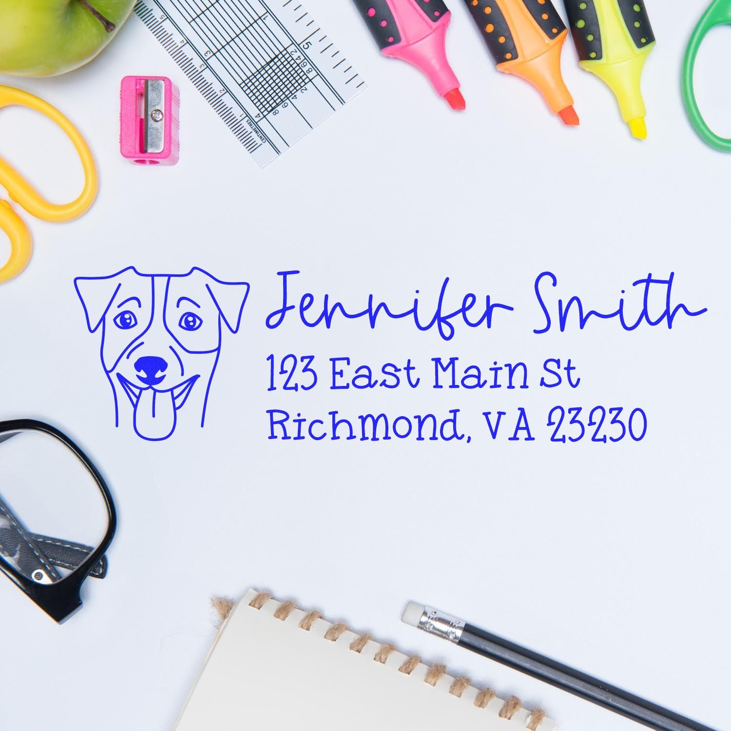 Wood Handle Jack Russell Dog Address Stamp Custom