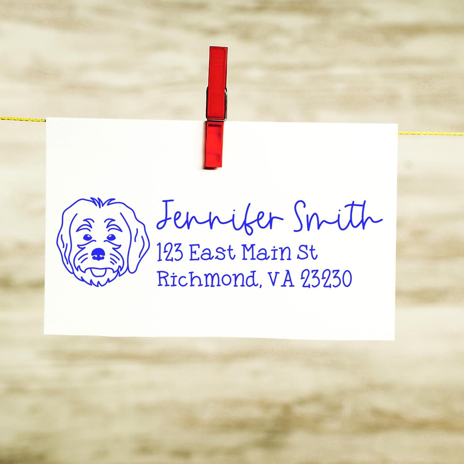 Slim Customized Address Stamp Labradoodle Dog Outline - Engineer Seal Stamps