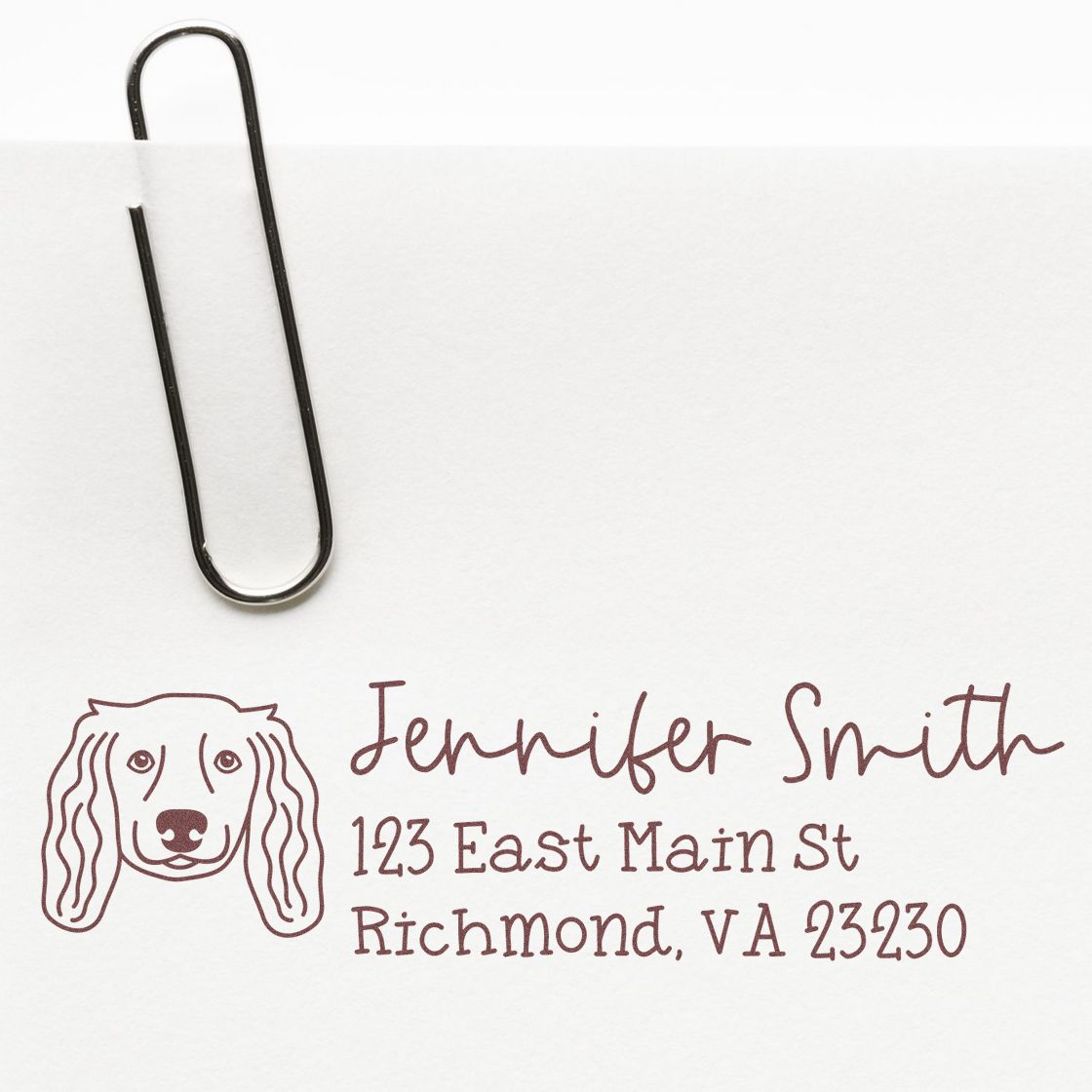 Wood Handle Long Haired Dachshund Dog Address Stamp Custom