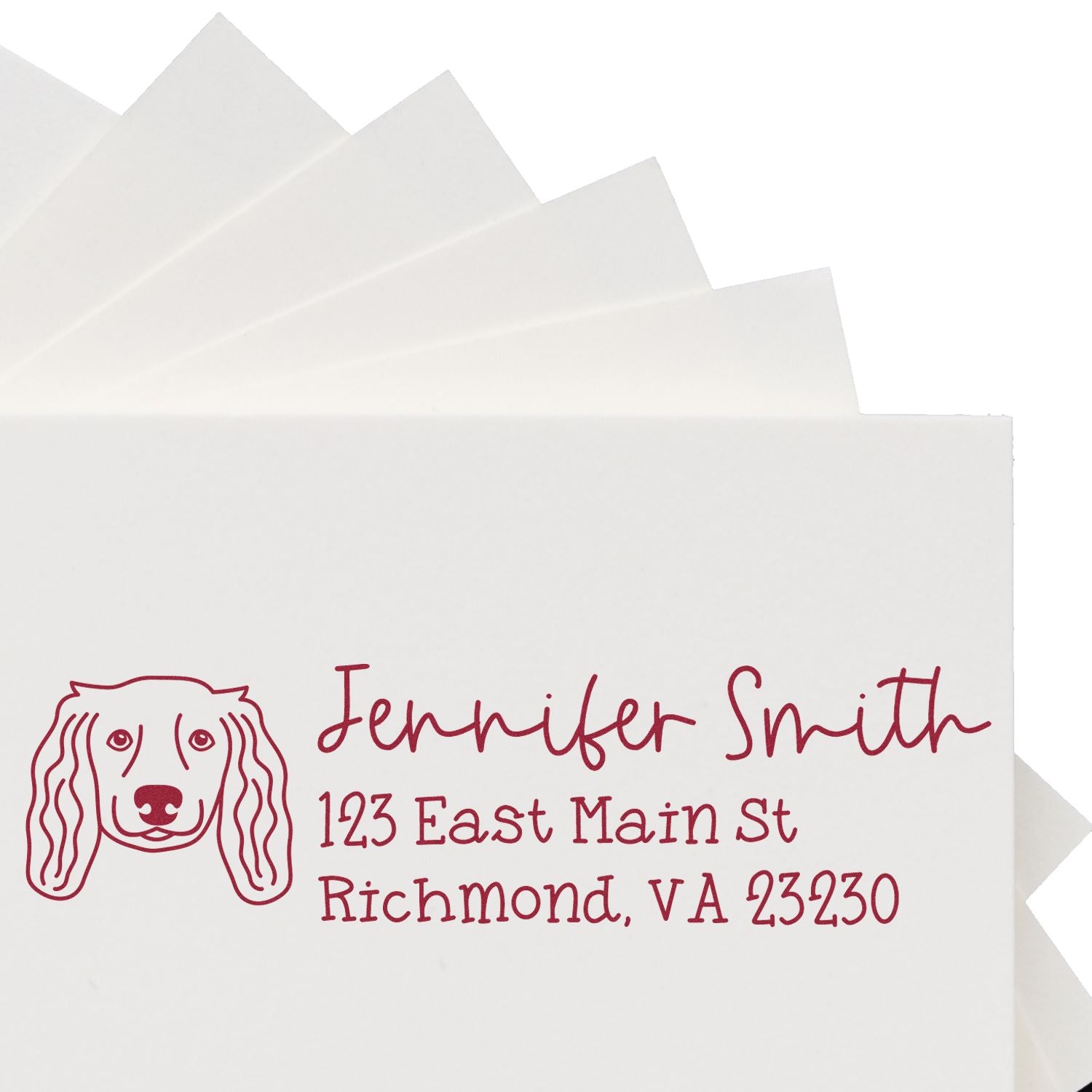 Wood Handle Long Haired Dachshund Dog Address Stamp Custom