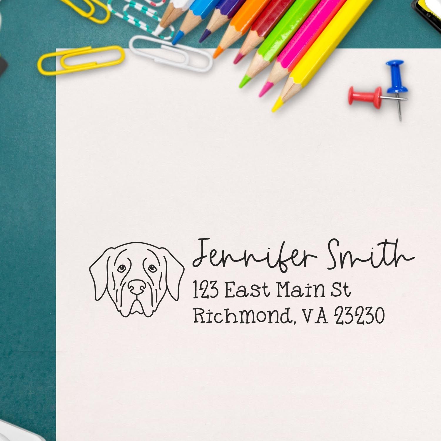 Wood Handle Mastiff Dog Address Stamp Custom