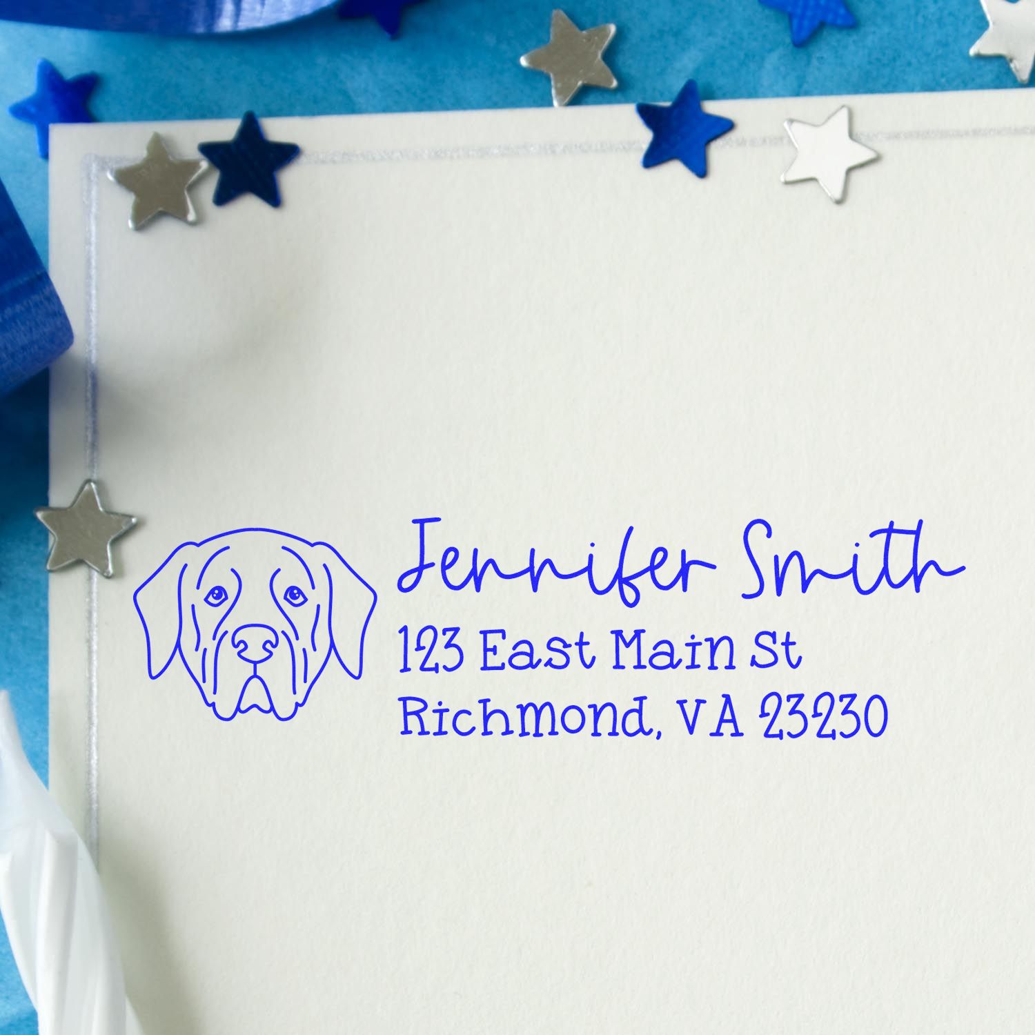 Wood Handle Mastiff Dog Address Stamp Custom