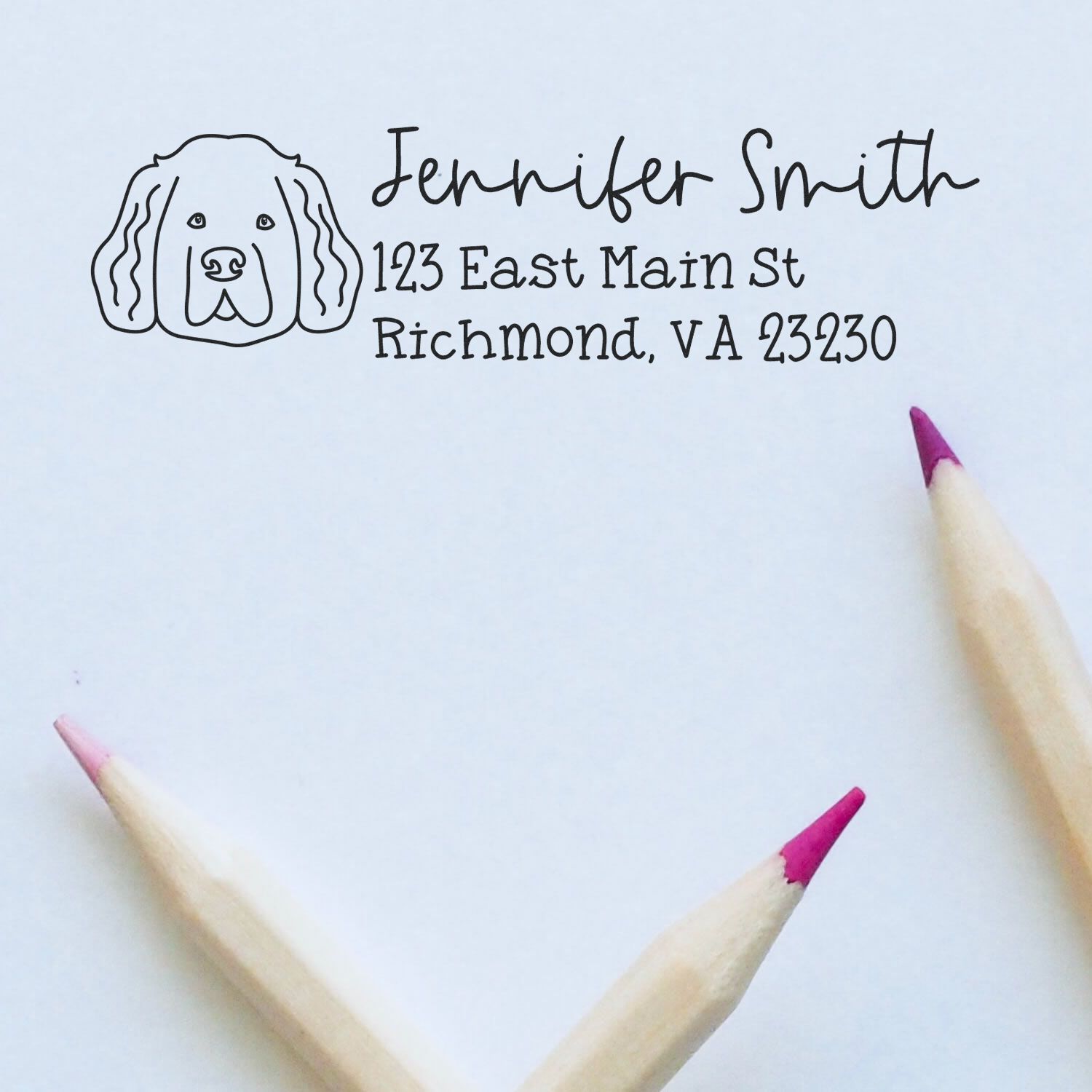 Wood Handle Newfoundland Dog Address Stamp Custom