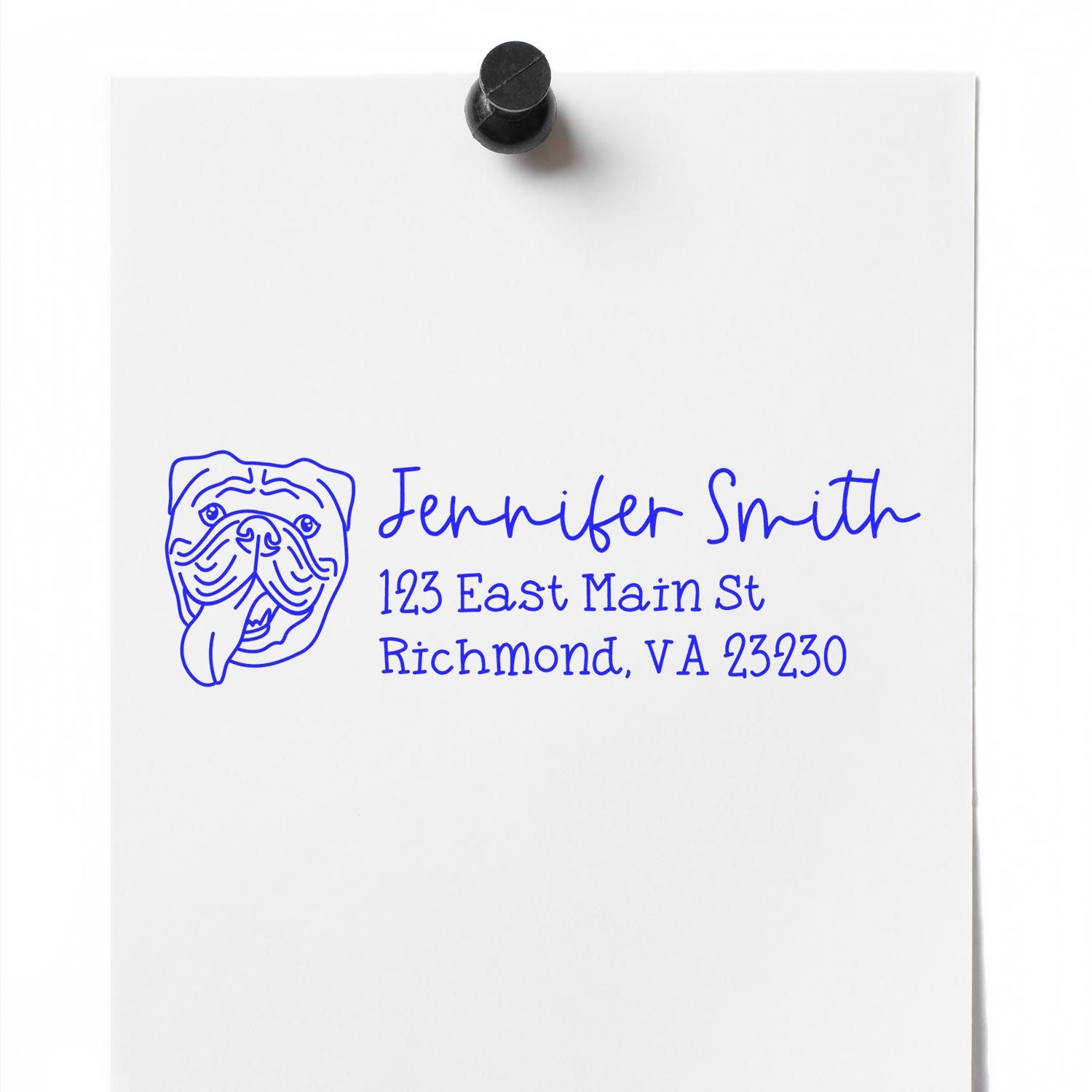 Self-Inking Old English Bulldog Dog Outline Return Address Stamp Personalized