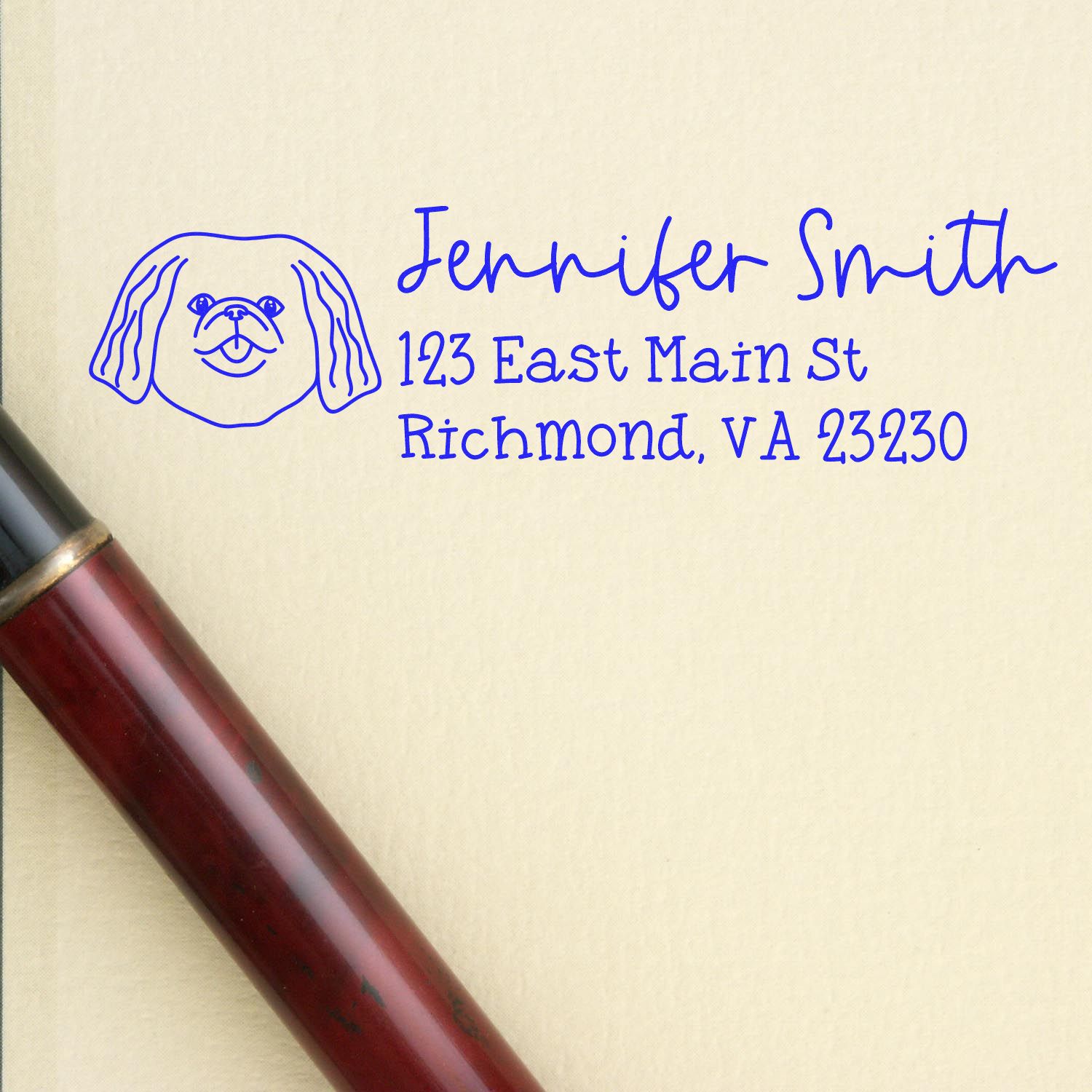 Self-Inking Pekingese Dog Outline Return Address Stamp Personalized - Engineer Seal Stamps