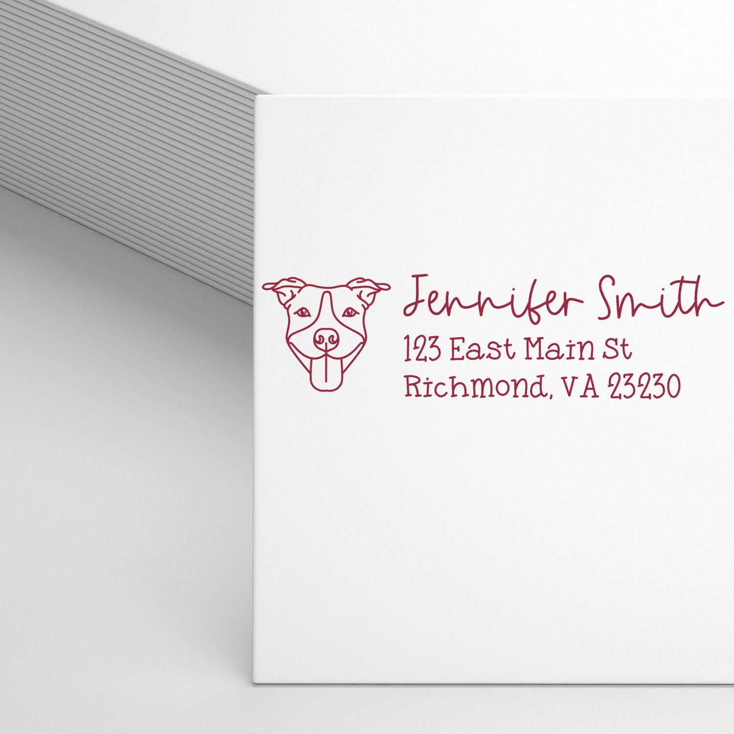 Wood Handle Pitbull Dog Address Stamp Custom