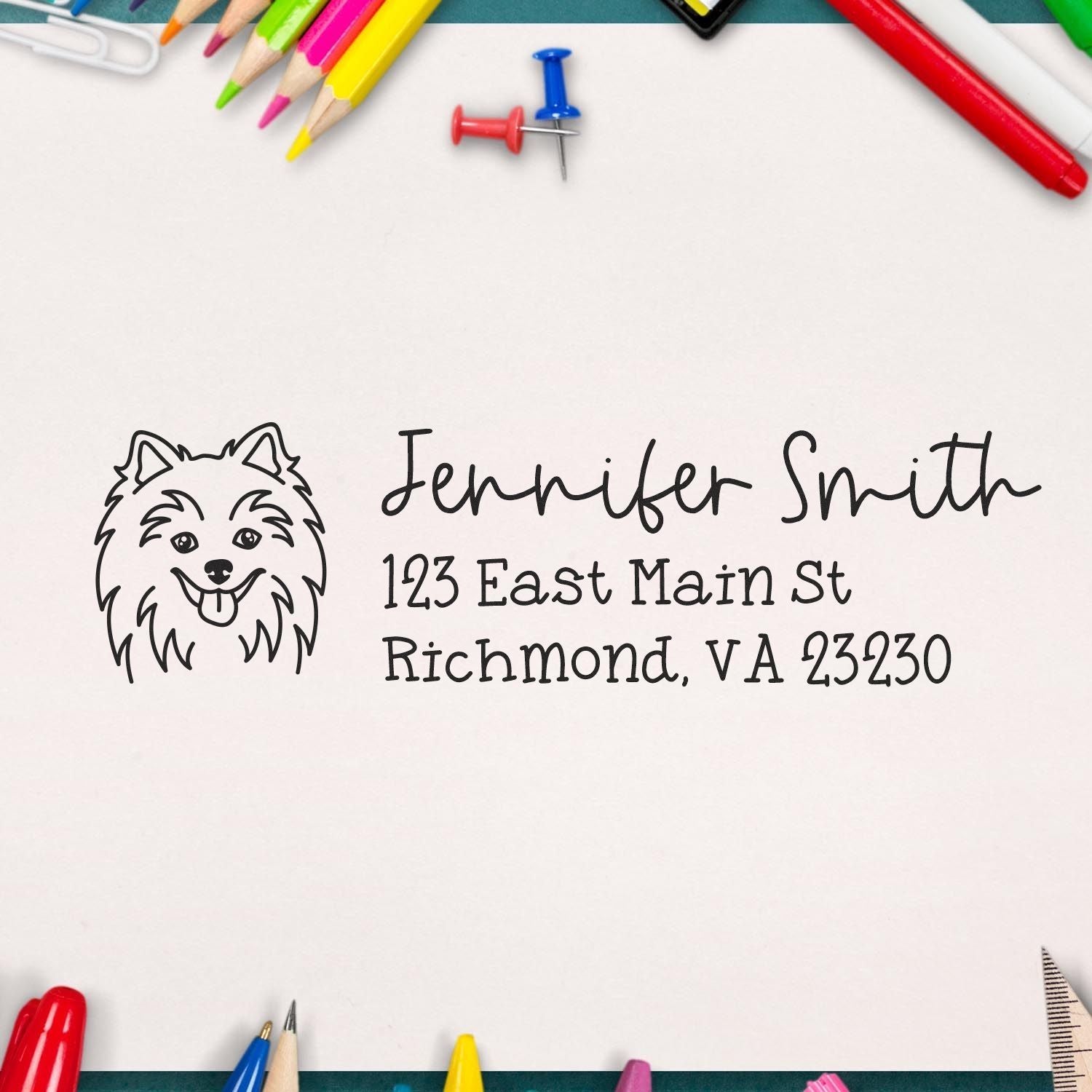 Pomsky Dog Address Stamp Pre-Inked