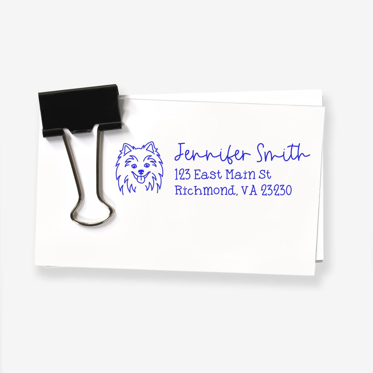 Self-Inking Pomsky Dog Outline Return Address Stamp Personalized - Engineer Seal Stamps