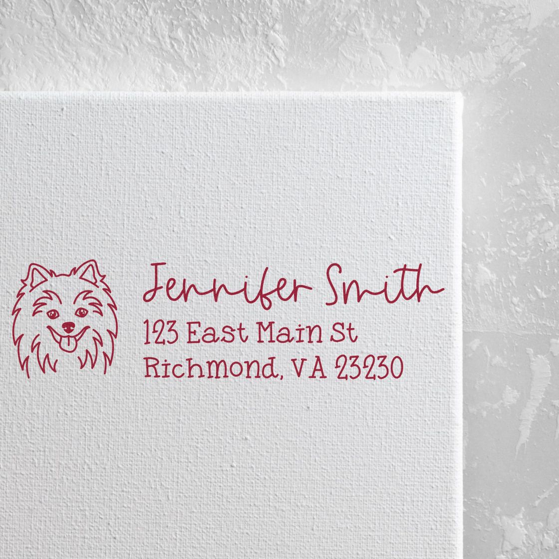 Wood Handle Pomsky Dog Address Stamp Custom