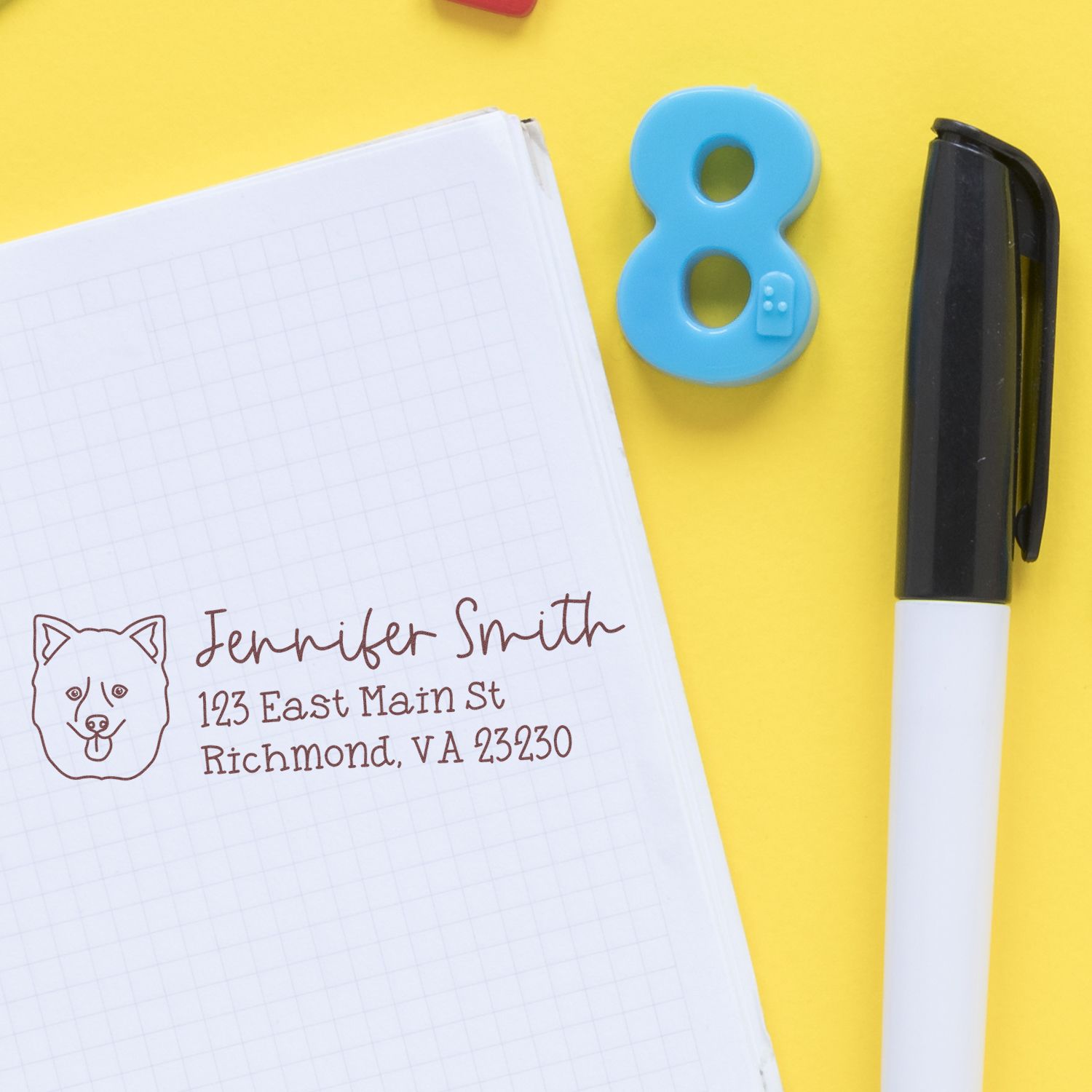 Wood Handle Poodle Dog Address Stamp Custom