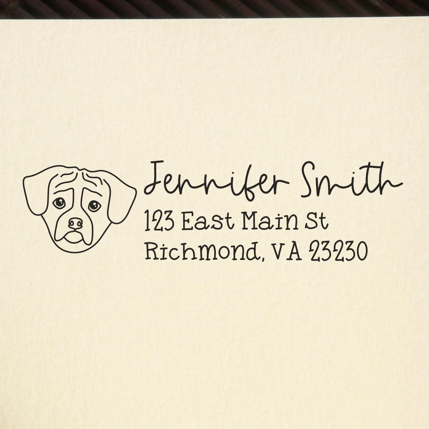 Self-Inking Pug Dog Outline Return Address Stamp Personalized - Engineer Seal Stamps