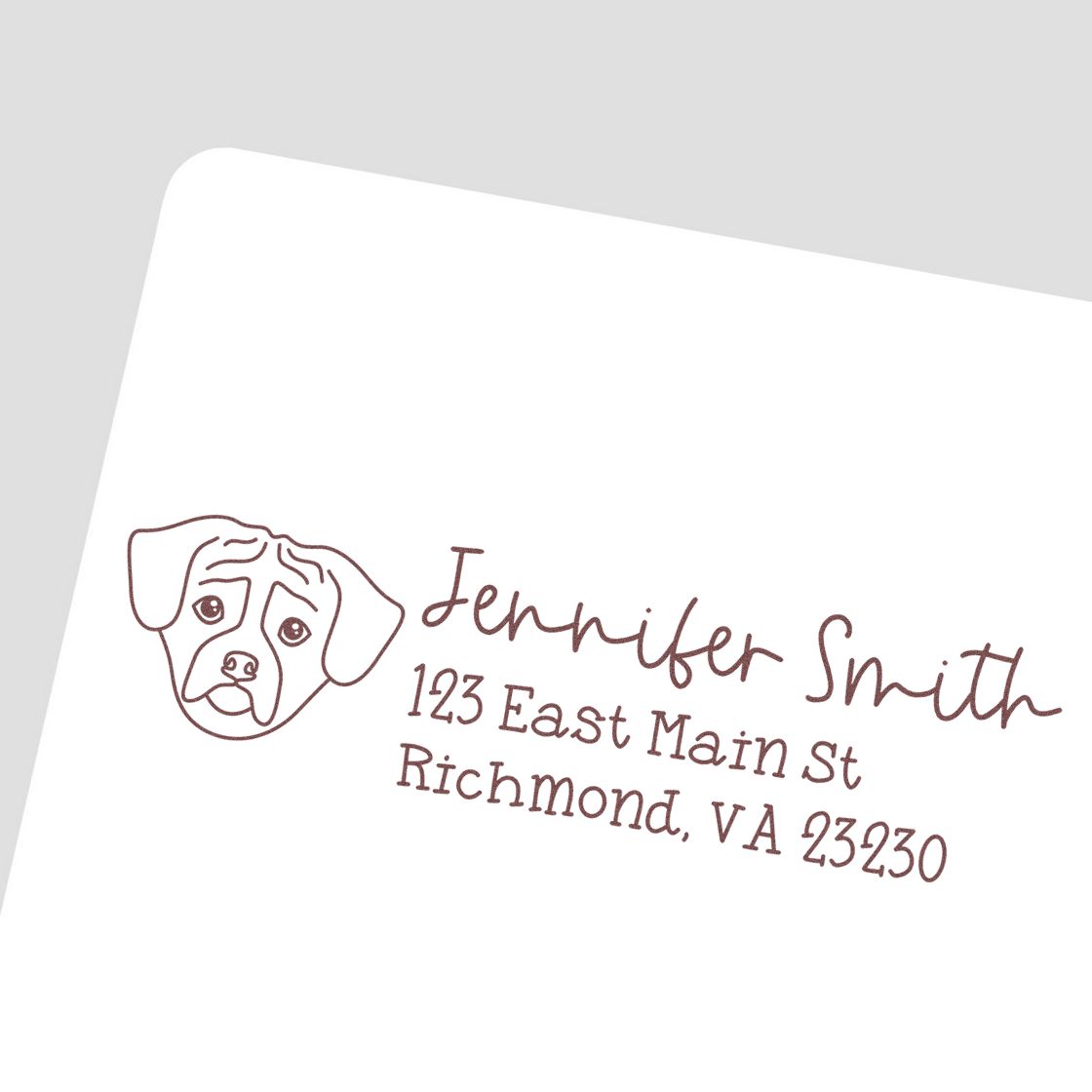 Slim Customized Address Stamp Pug Dog Outline