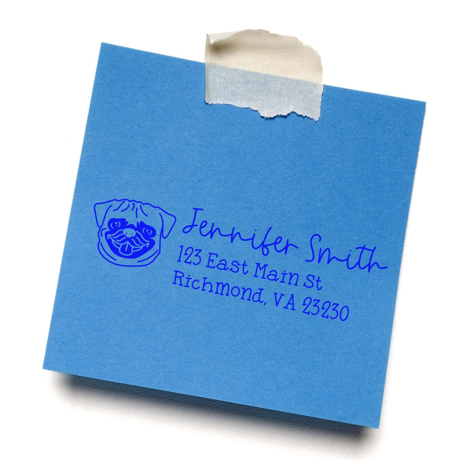 Wood Handle Puggle Dog Address Stamp Custom