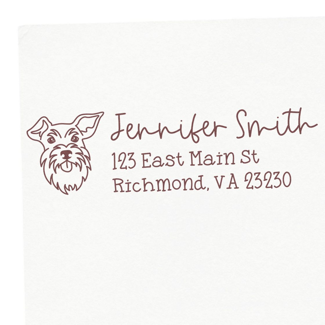 Wood Handle Schnauzer Dog Address Stamp Custom