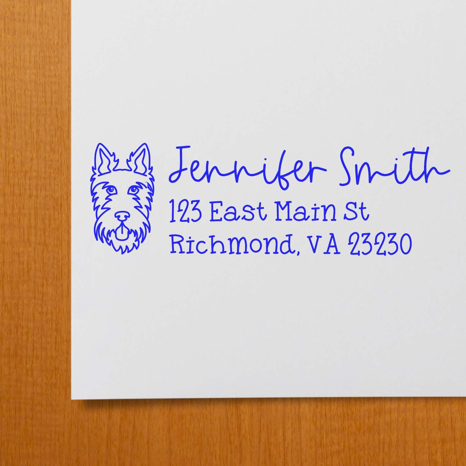 Wood Handle Scottie Dog Address Stamp Custom