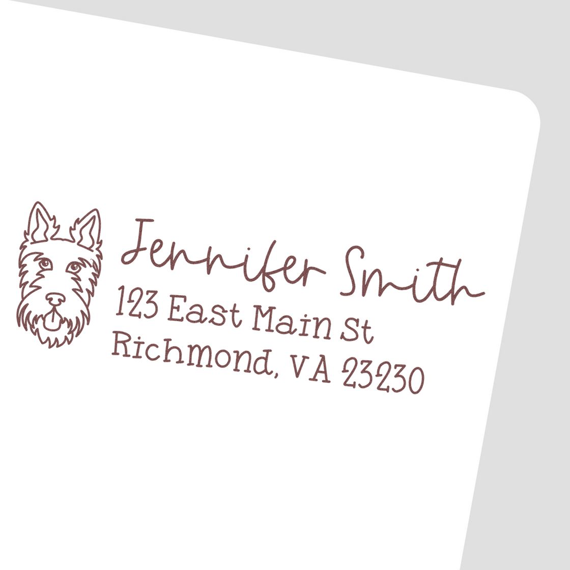 Wood Handle Scottie Dog Address Stamp Custom