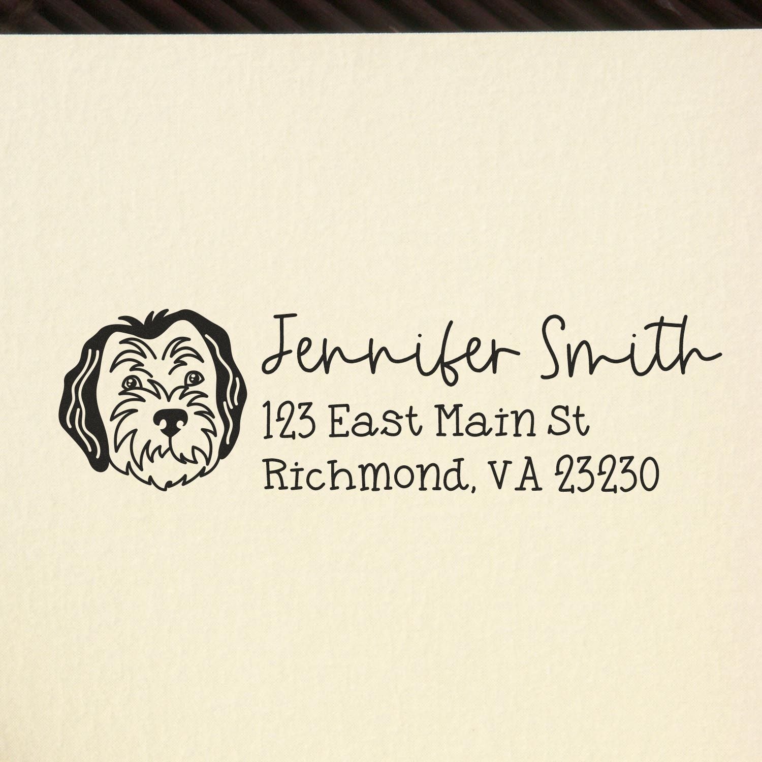 Wood Handle Sheepadoodle Dog Address Stamp Custom