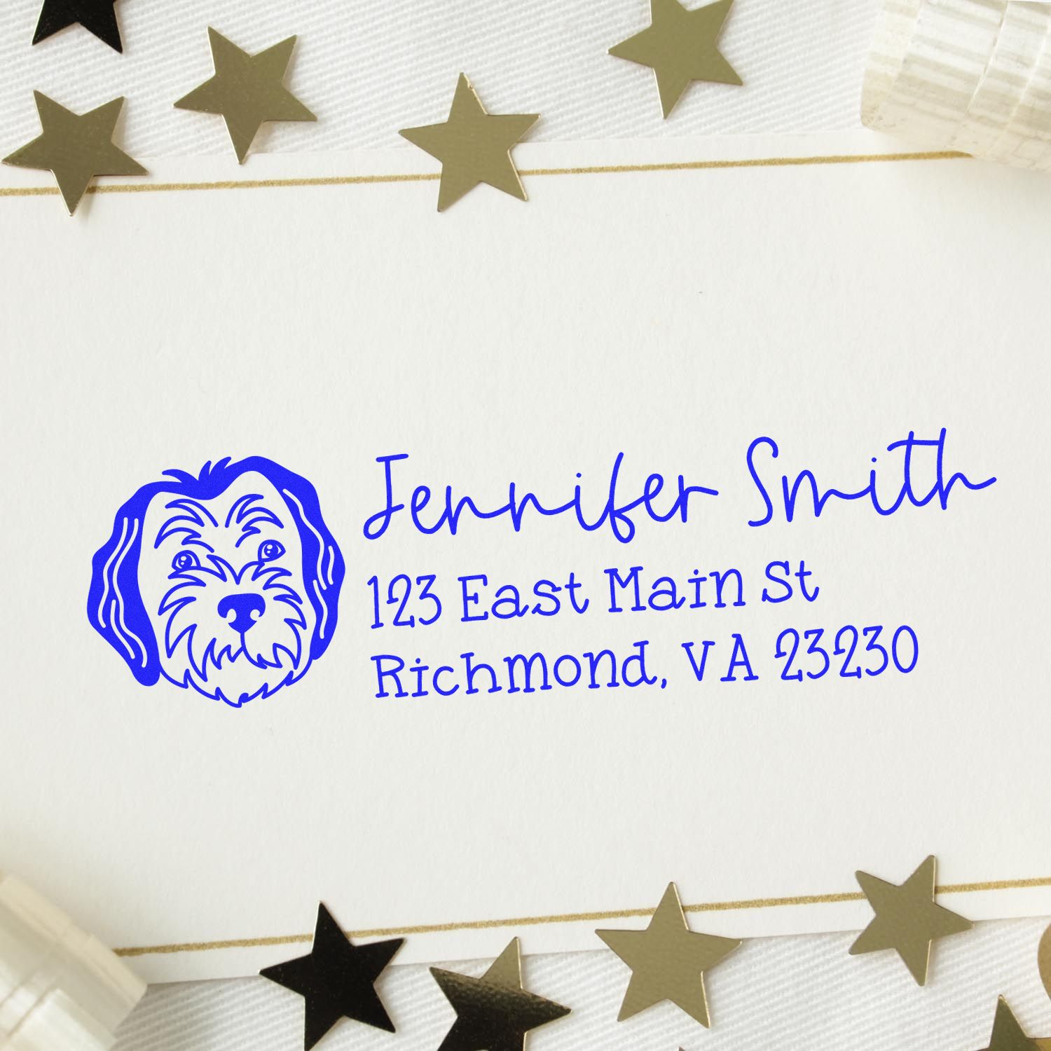 Sheepadoodle Dog Address Stamp Pre-Inked - Engineer Seal Stamps